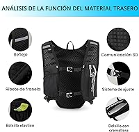 Vista 3 de INOXTO Chaleco de Hidratación para Correr Mochila, Paquete Ligero Aislado con Bolsa de Vejiga de Agua de 1.5L Mochila de Día para Senderismo