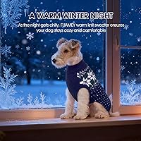 Vista 3 de FUAMEY - Suéter navideño para perros, suéter cálido clásico con diseño de copo de nieve para Año Nuevo, suéter de cuello alto de punto para clima