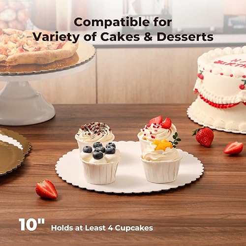 Miniatura 32 de Fit Meal Prep Paquete de 20 tablas para tartas, círculos redondos dorados de 6 pulgadas, círculos de pizza desechables, soporte de base para postres