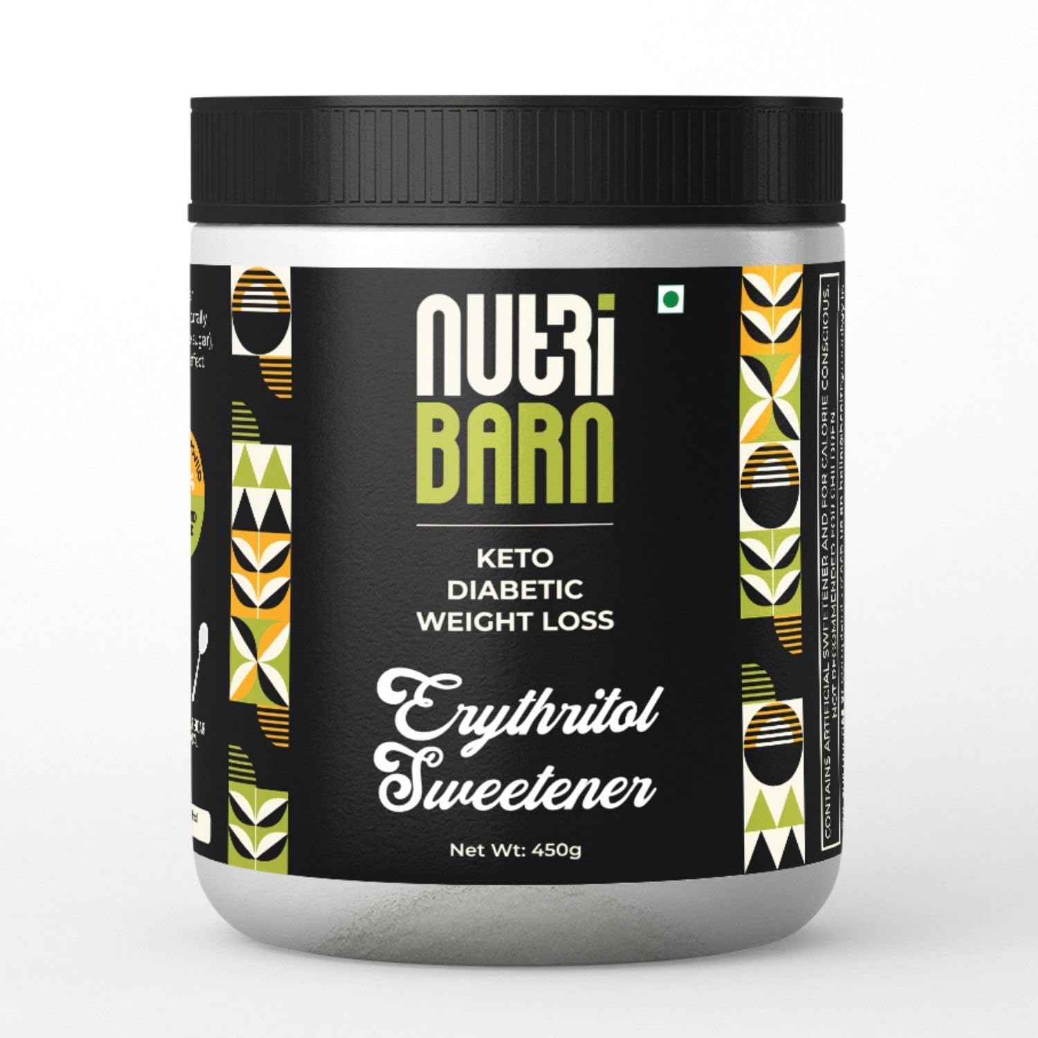 Nutribarn Erythritol Sweetener 450g. Sugar Free. Low Carb, Low Calorie Sugar Replacement. Zero Glycemic Impact