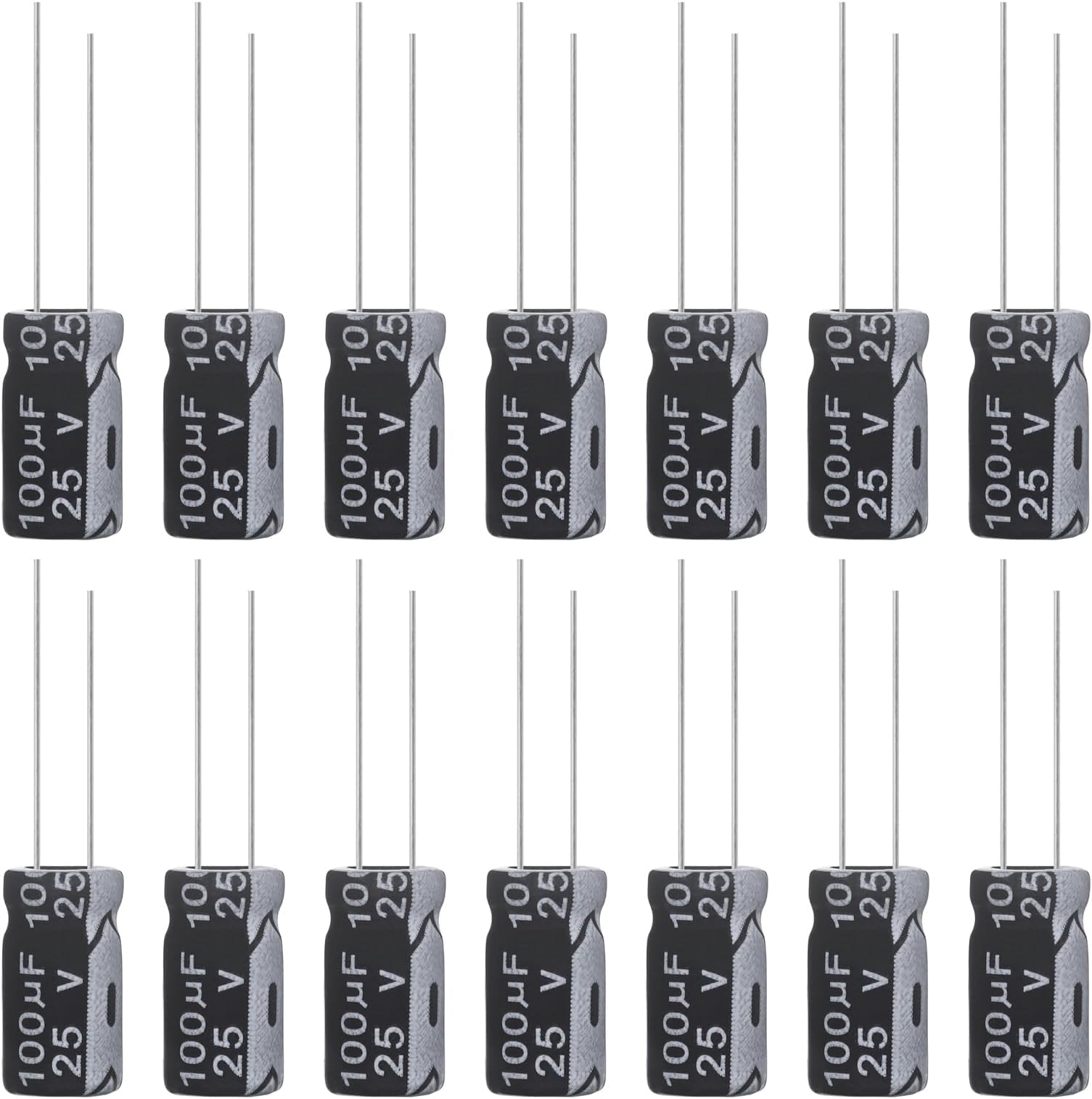 100uF 25V 6x12mm Electrolytic Capacitor 100 UF MFD 25 Volt 0.24x0.47in Aluminum Capacitors (Pack of 15)