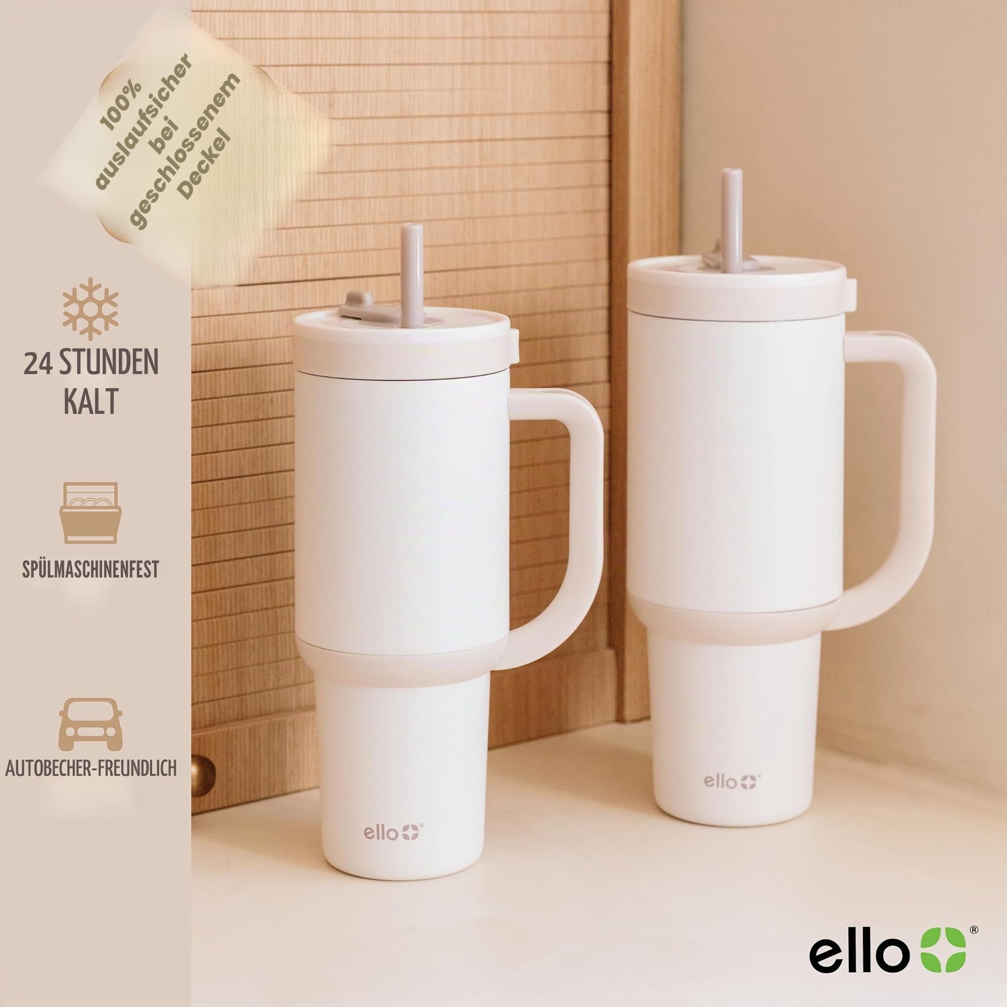 Ello Oasis 887 ml Trinkbecher mit Griff und einziehbarem Strohhalm | Wiederverwendbarer isolierter Edelstahlbecher 100% auslaufsicher, Geschenke für Teenager Frauen Männer | Hält 24 Stunden kalt