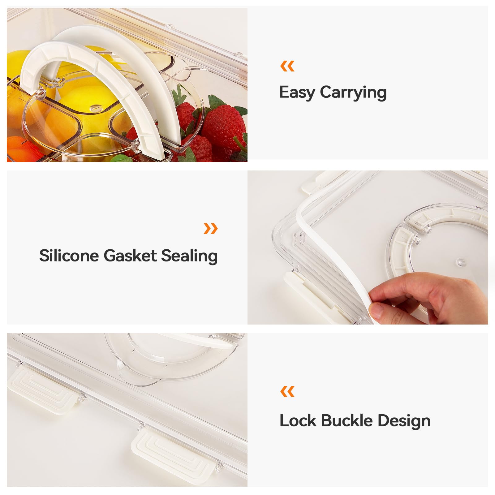 2 bandejas divididas para servir con tapa y asa, 4 compartimentos extraíbles, contenedor de charcutería, contenedor hermético para aperitivos, contenedor de almacenamiento de frutas sin BPA para