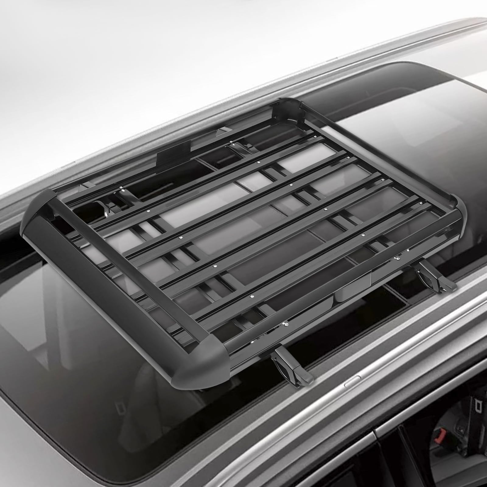 Barres de Toit universelles en Aluminium, Largeur réglable, Charge pour SUV, Panier de Toit de Voiture, Panier à Bagages, Porte-Cargaison, 140 x 100 cm Noir