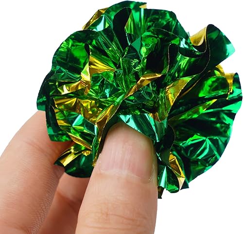 Miniatura 6 de CHIWAVA 24 bolas de Mylar de 1.6 pulgadas brillantes y arrugadas para gatos, pelota de gatito agrietado, juego ligero, colores surtidos