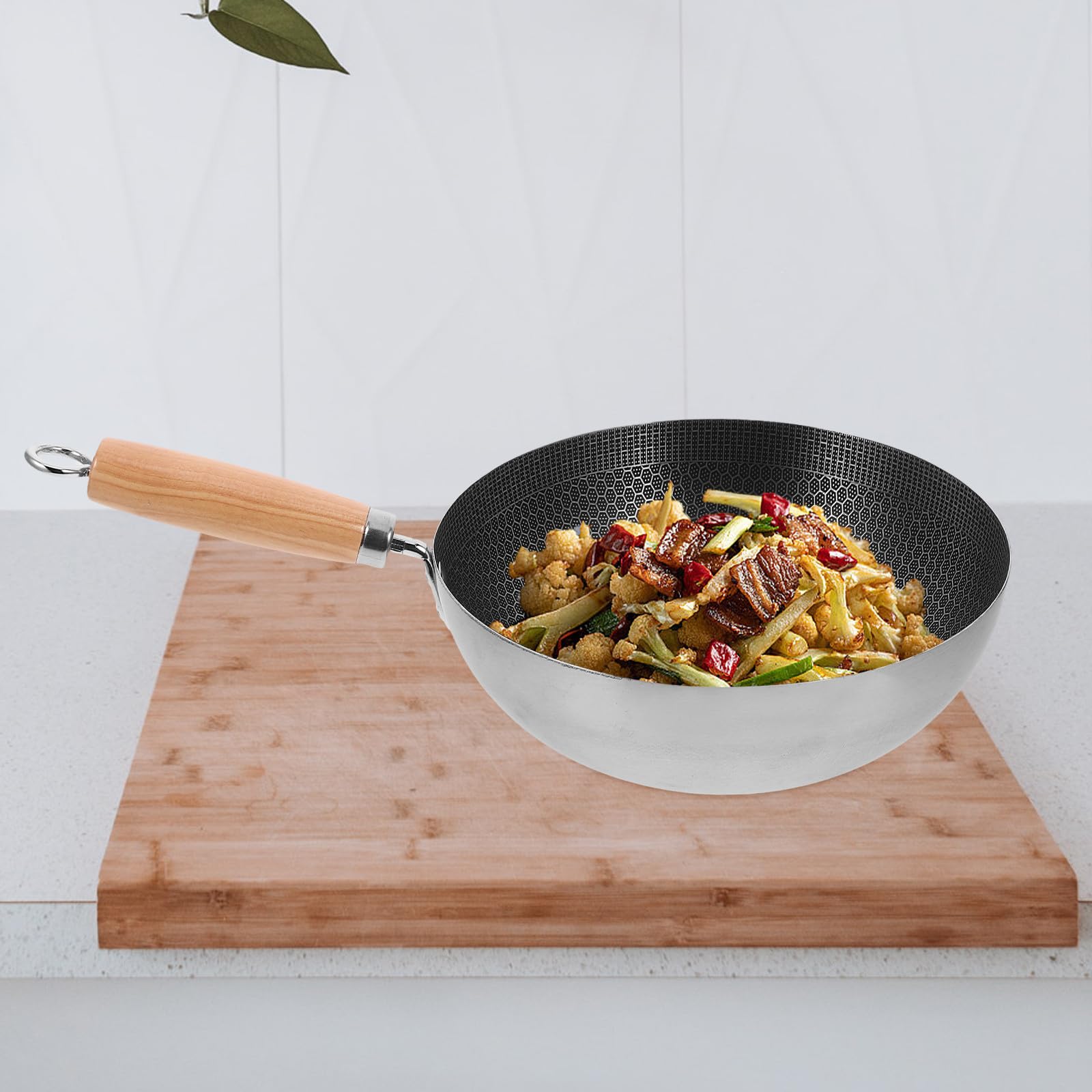 Abaodam Padella e Facile da Pulire Manico Ergonomico per Friggere in Acciaio Inossidabile Struttura a Nido D'ape per Cucina e Grill