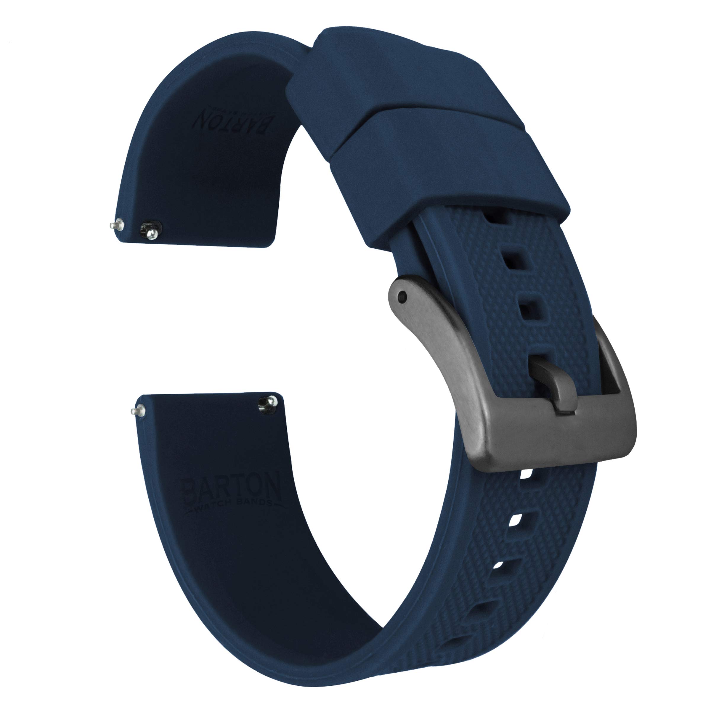 BARTON Elite Silicone Watch Bands - Quick Release - Choose Strap Color &amp; Buckle Color (Stainless Steel, Black PVD or Gunmetal Grey) - 18mm, 20mm, 22mm &amp; 24mm Watch Straps