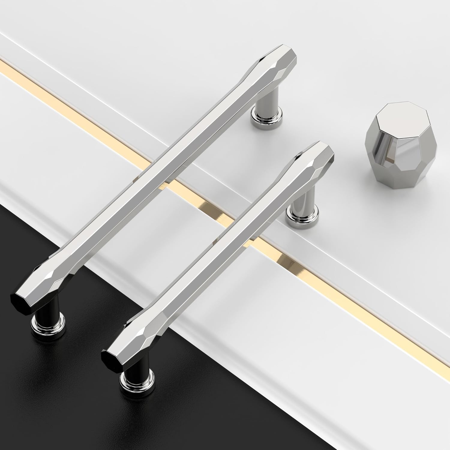 Asidrama 10 Pack 5 Inch(128mm) Polished Chrome Kitchen Cabinet Handles, Cabinet Pulls Kitchen Cabinet Hardware for Cupboard Drawer Pulls