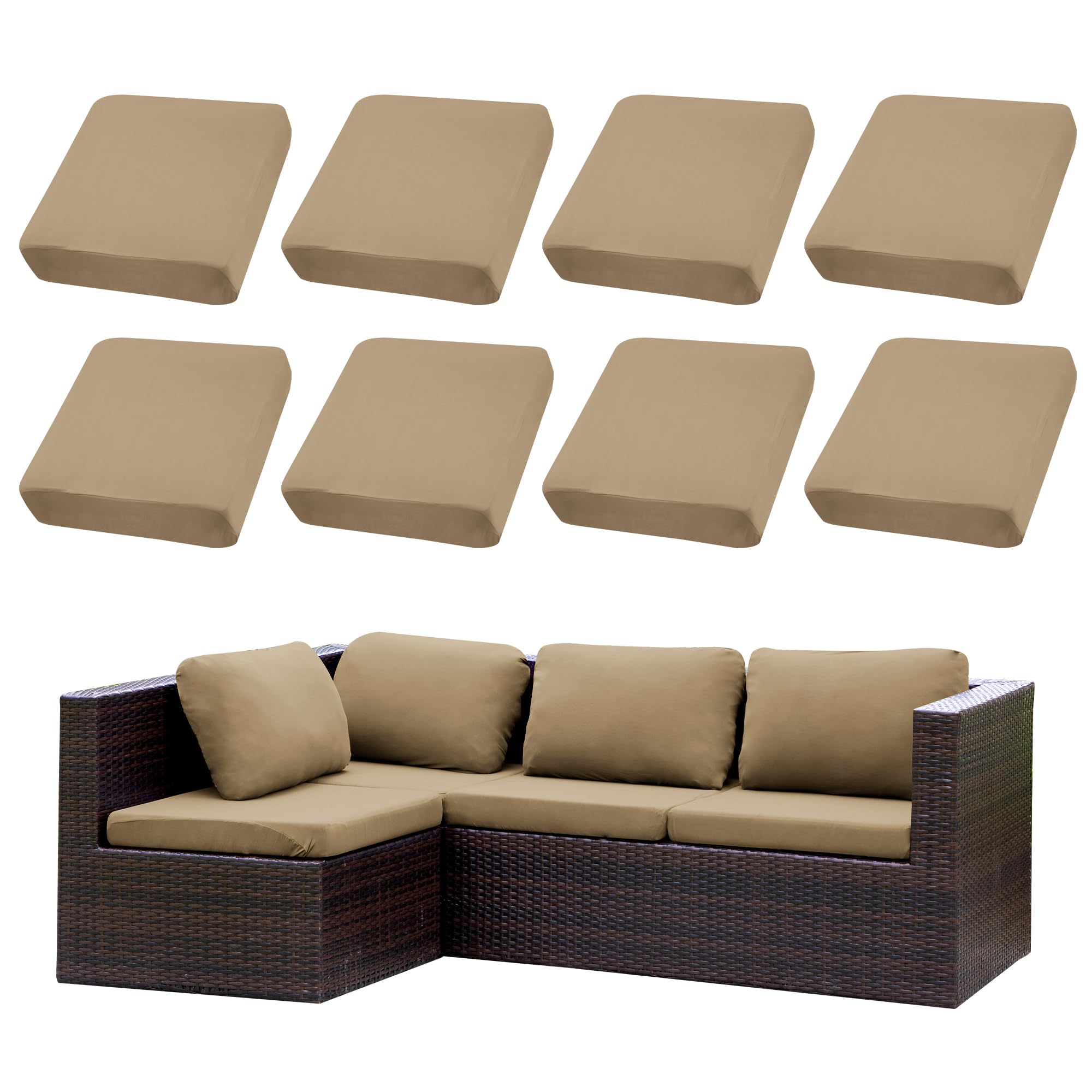 Outdoor Cushion Covers Set,12PCS Patio Furniture Couch Seat Slipcovers, Replacement for Sofa Sectional Chair (Cover?Only) CREAM 