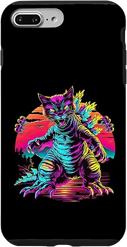 Miniatura 9 de iPhone 13 Pro Streetwear Synthwave 80s 90s Catzilla graphic Cat Japanese Case