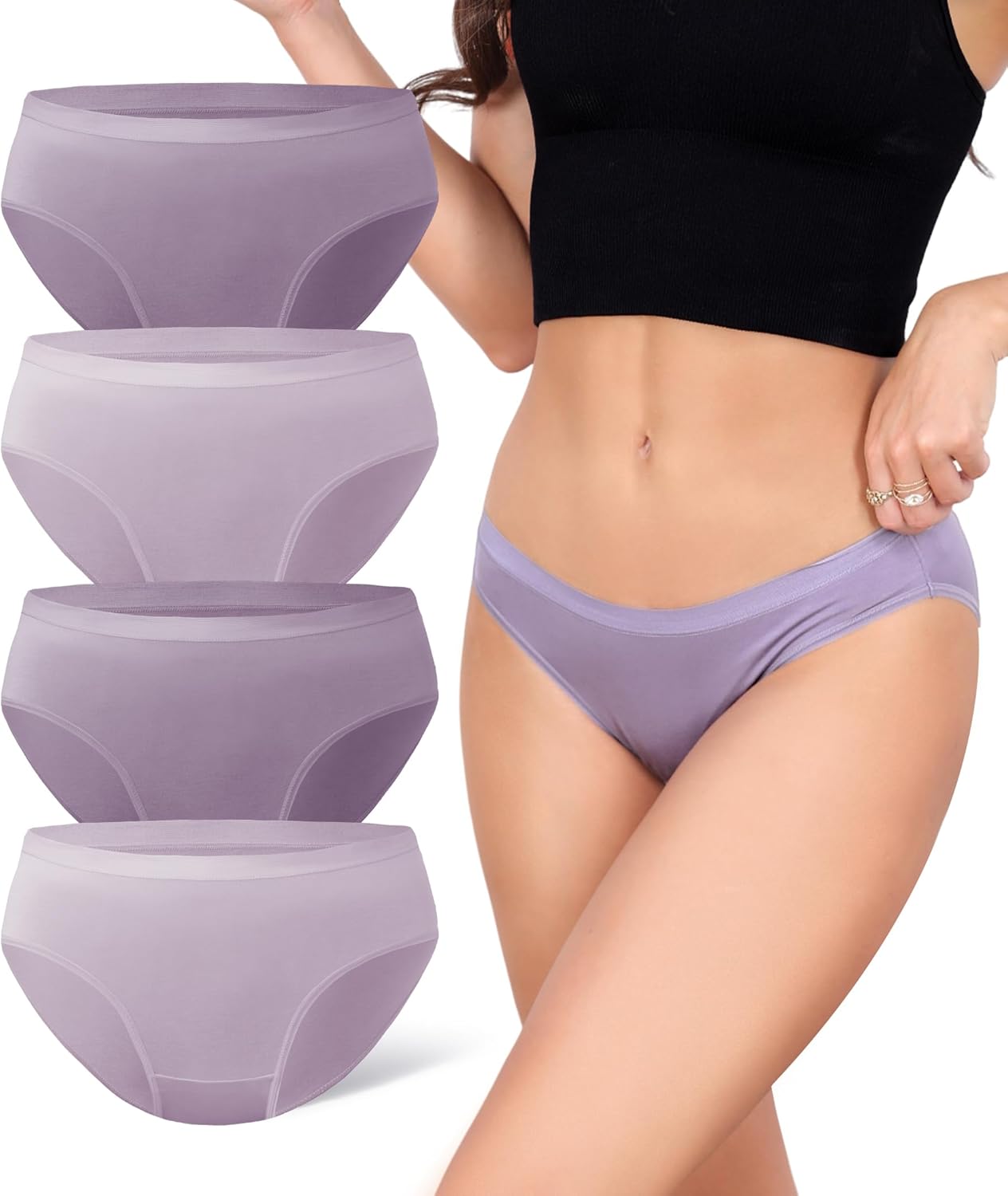 DAVID ARCHY Womens Underwear, Bamboo Rayon Underwear Panties Moisture Wicking Panties, Soft Breathable, 4 Pack