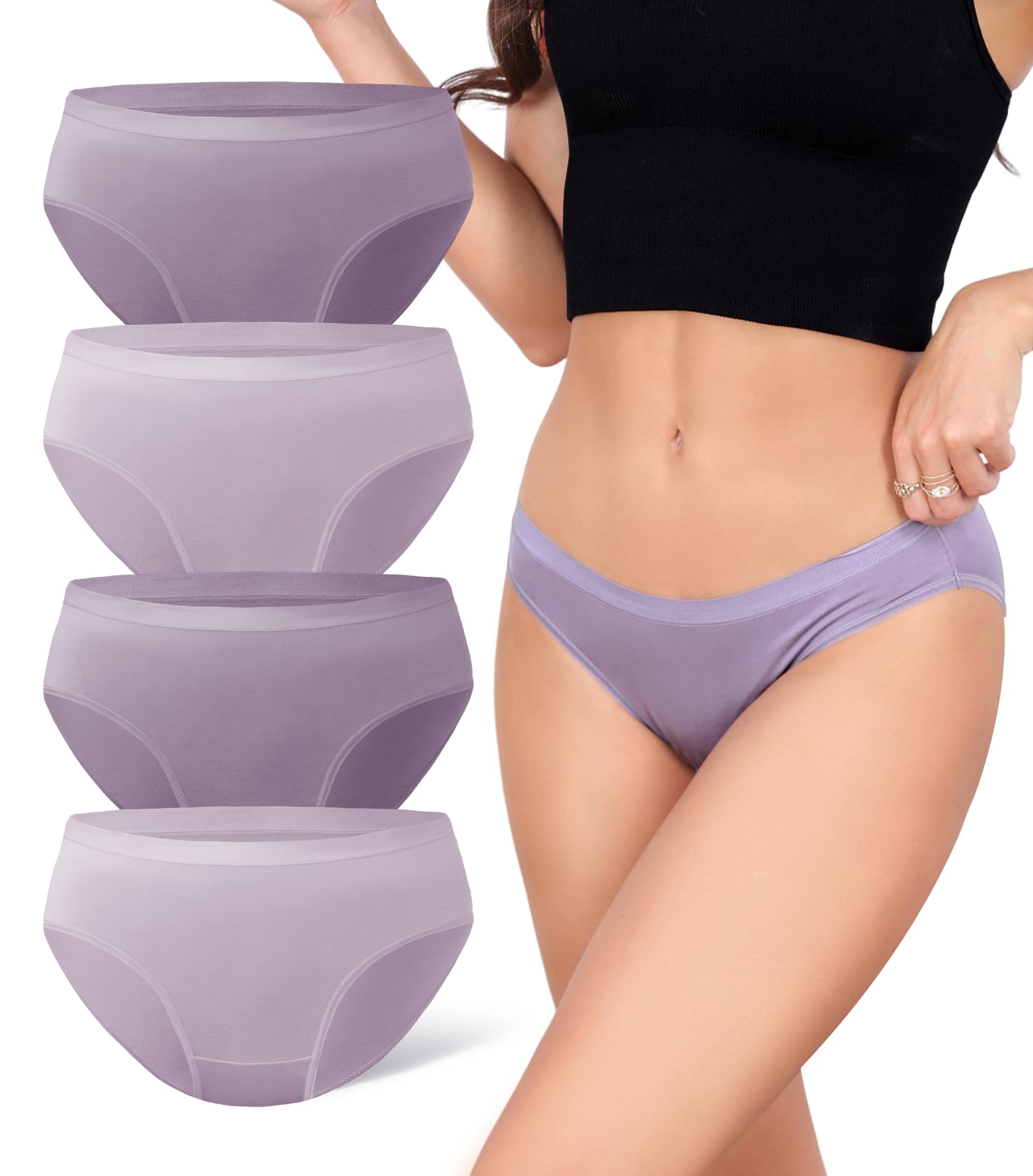 DAVID ARCHY Womens Underwear, Bamboo Rayon Underwear Panties Moisture Wicking Panties, Soft Breathable, 4 Pack