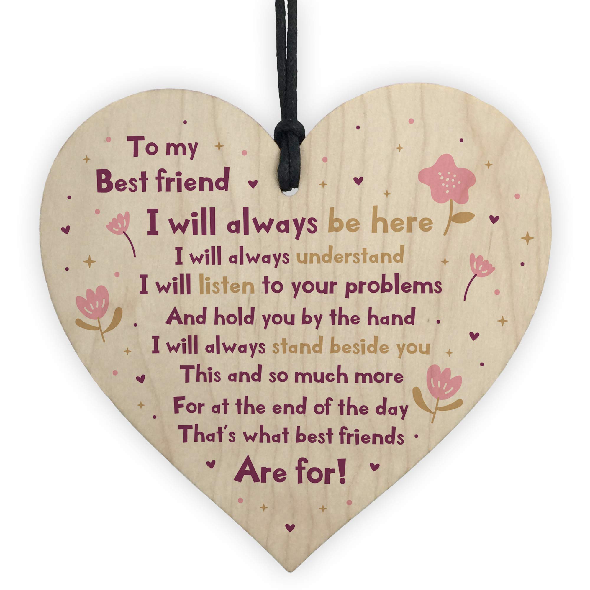 Red Ocean Handmade Wooden Heart Gift For Friend Novelty Friendship Thank You Present Keepsake