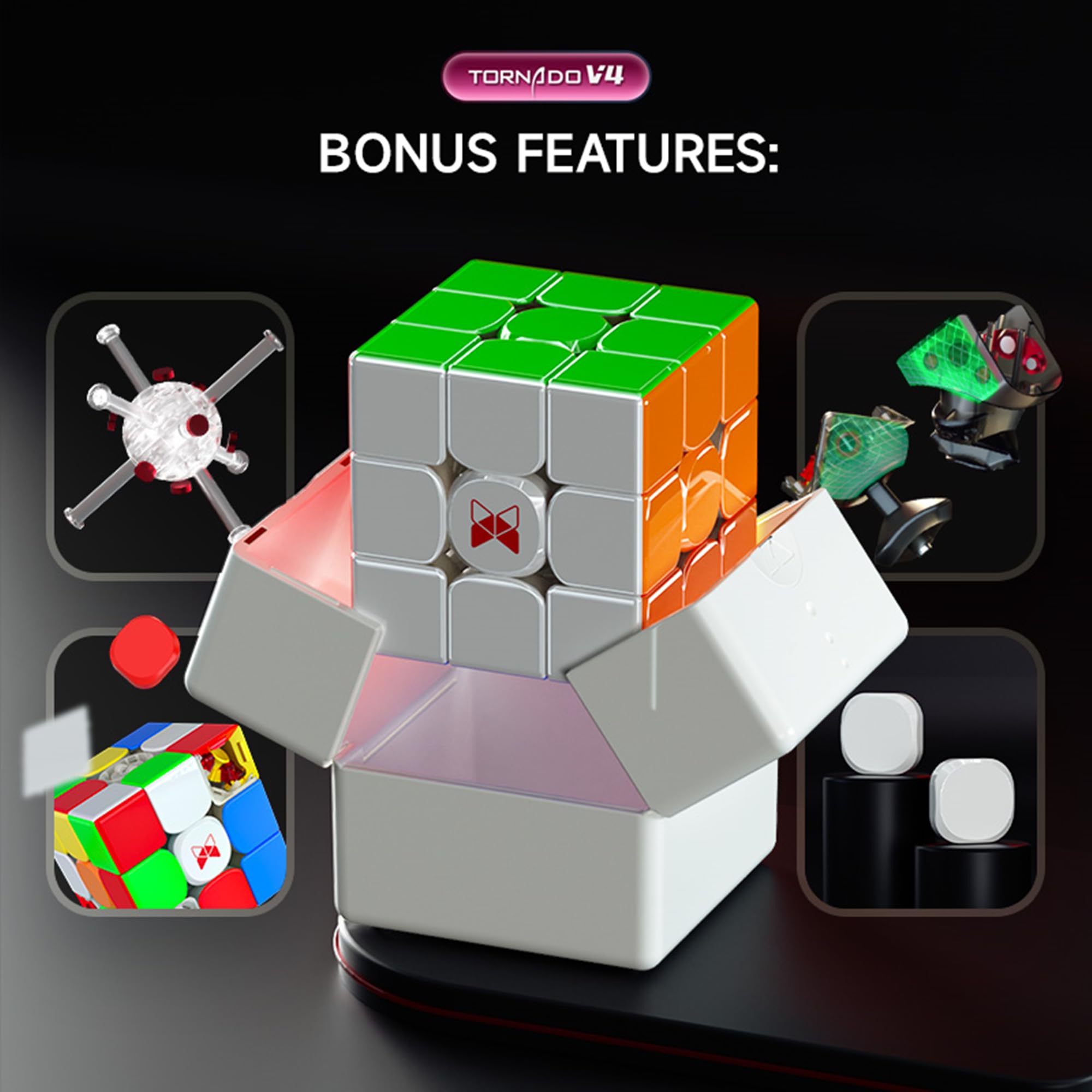 Cube Magique 3x3 Tornado V4 M Flagship - Speed Cube Magnétique Stickerless Pour Compétition