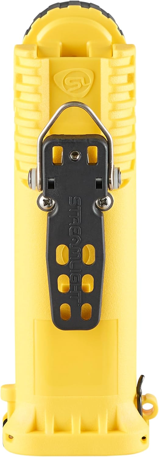 Streamlight 91812 Survivor Pivot 325-Lumen Right Angle Articulating Dual Beam Rechargeable Flashlight with 120V/100V AC/12V DC and Clip, Yellow