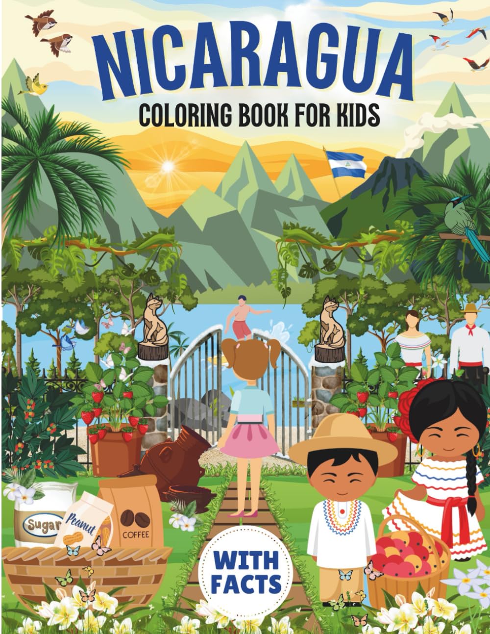 Nicaragua Coloring Book for kids with facts