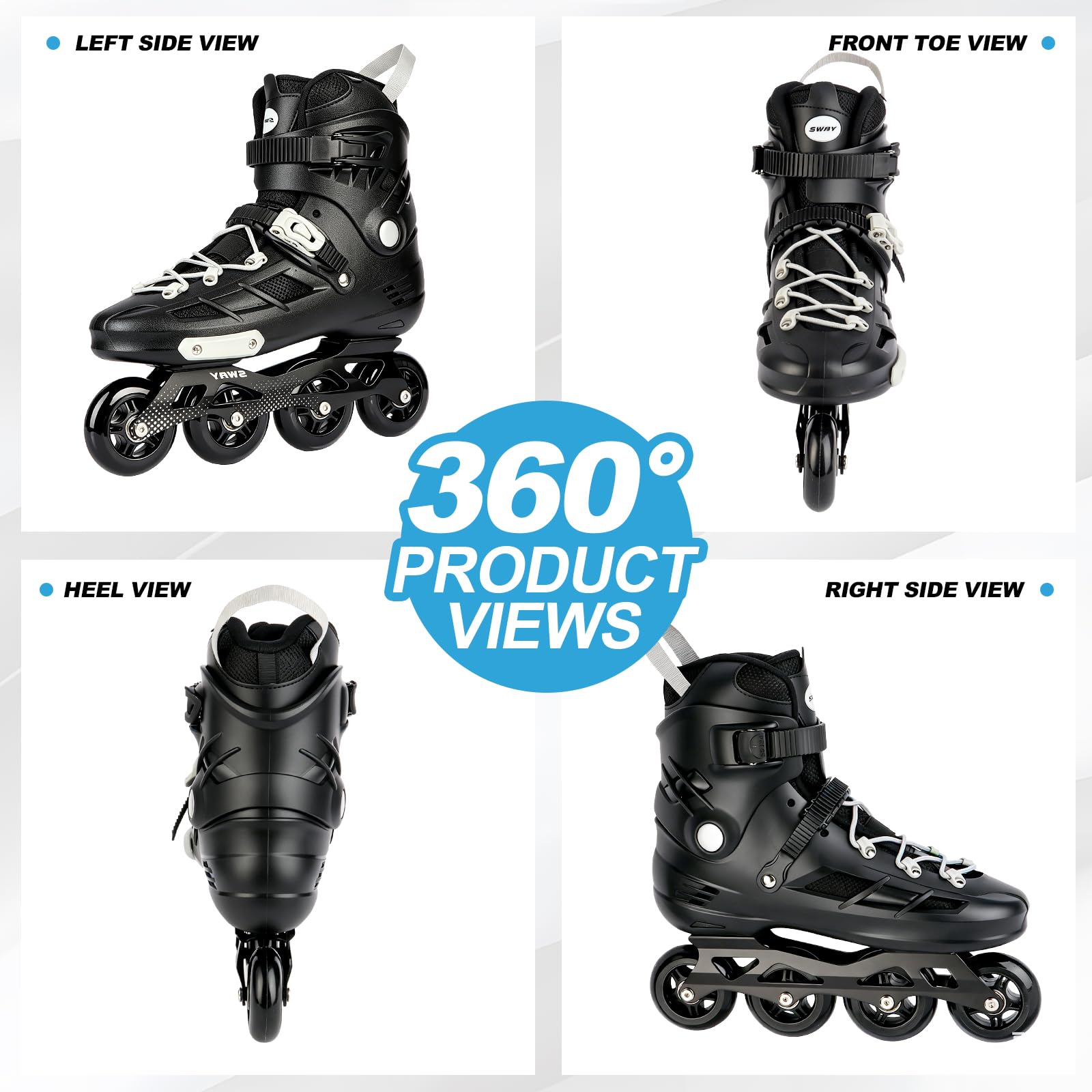 Inline Skates für Damen und Herren, Professional Fitness Inliner Skates mit ABEC-7 Kugellager, 84A PU-Rollen, Atmungsaktives Waschbares Innenfutter