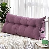 Vista 11 de Cojín de almohada triangular copetudo para respaldo, funda extraíble, almohada de lectura, cojín de lectura para cabecero grande para cama, sofá