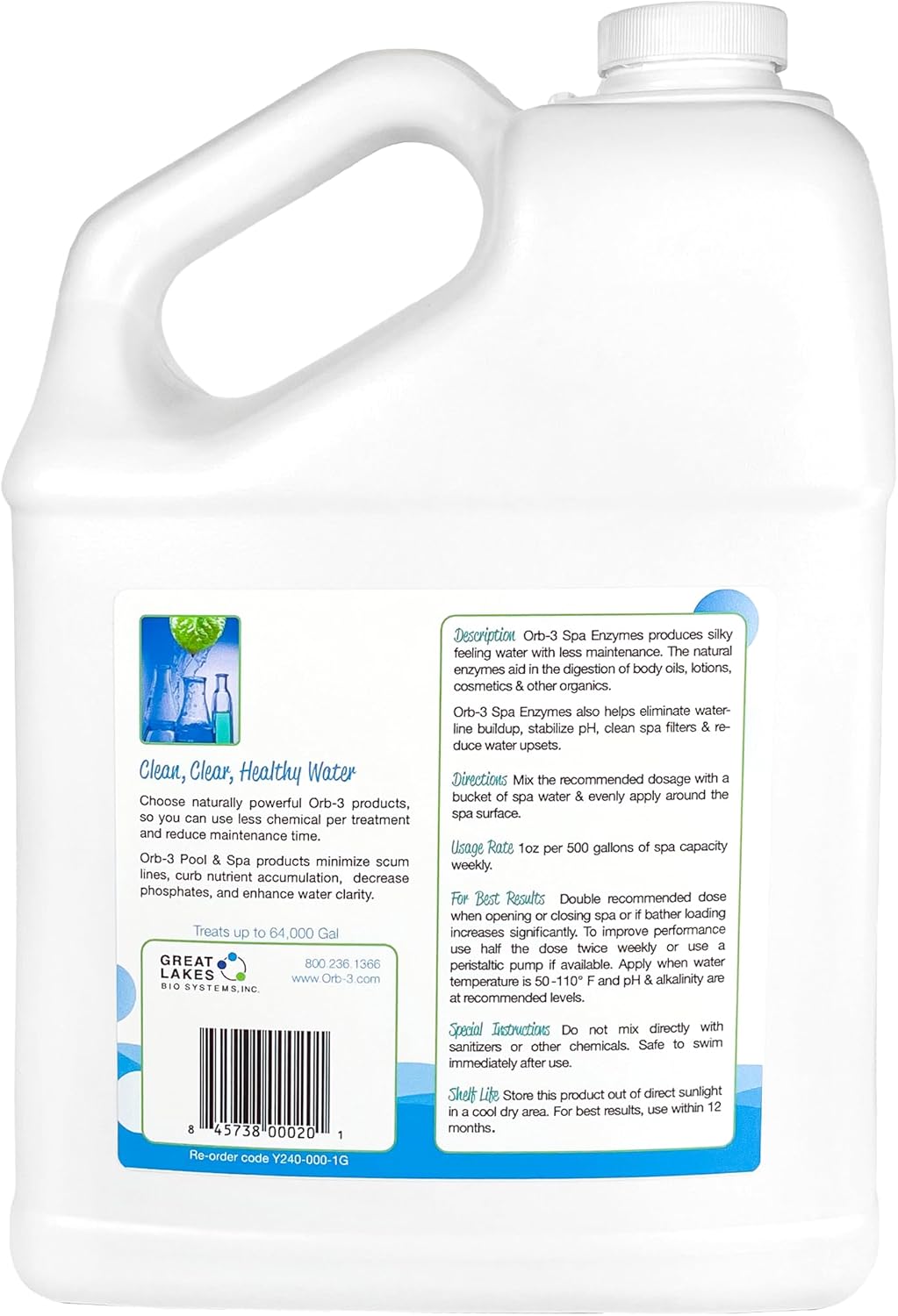 Orb-3 Y240-000-1G Spa Enzymes Jug, 1-Gallon
