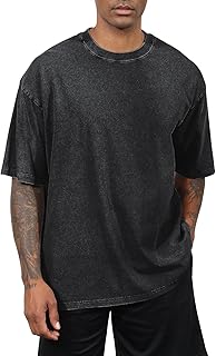 Oversized Cotton Solid T Shirts for Men Vintage Acid Wash Tshirt Streetwear Basic Tees Baggy Loose Unisex Tops