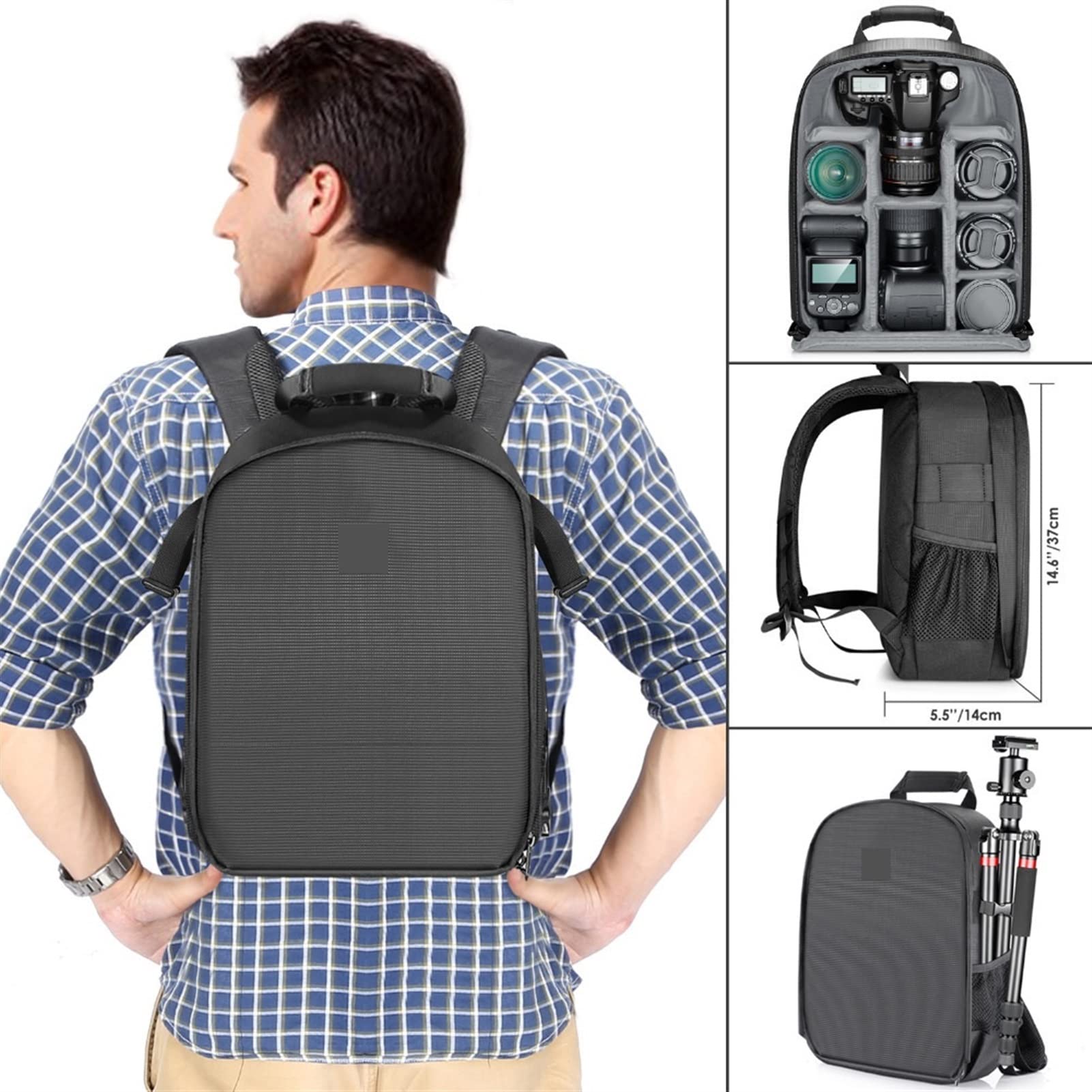 Mochila de protección de partición Impermeable y a Prueba de Golpes a Prueba de Golpes, Adecuado for SLR/Digital SLR/batería de Lente de cámara sin Espejo Protección de cámara(Rosso)