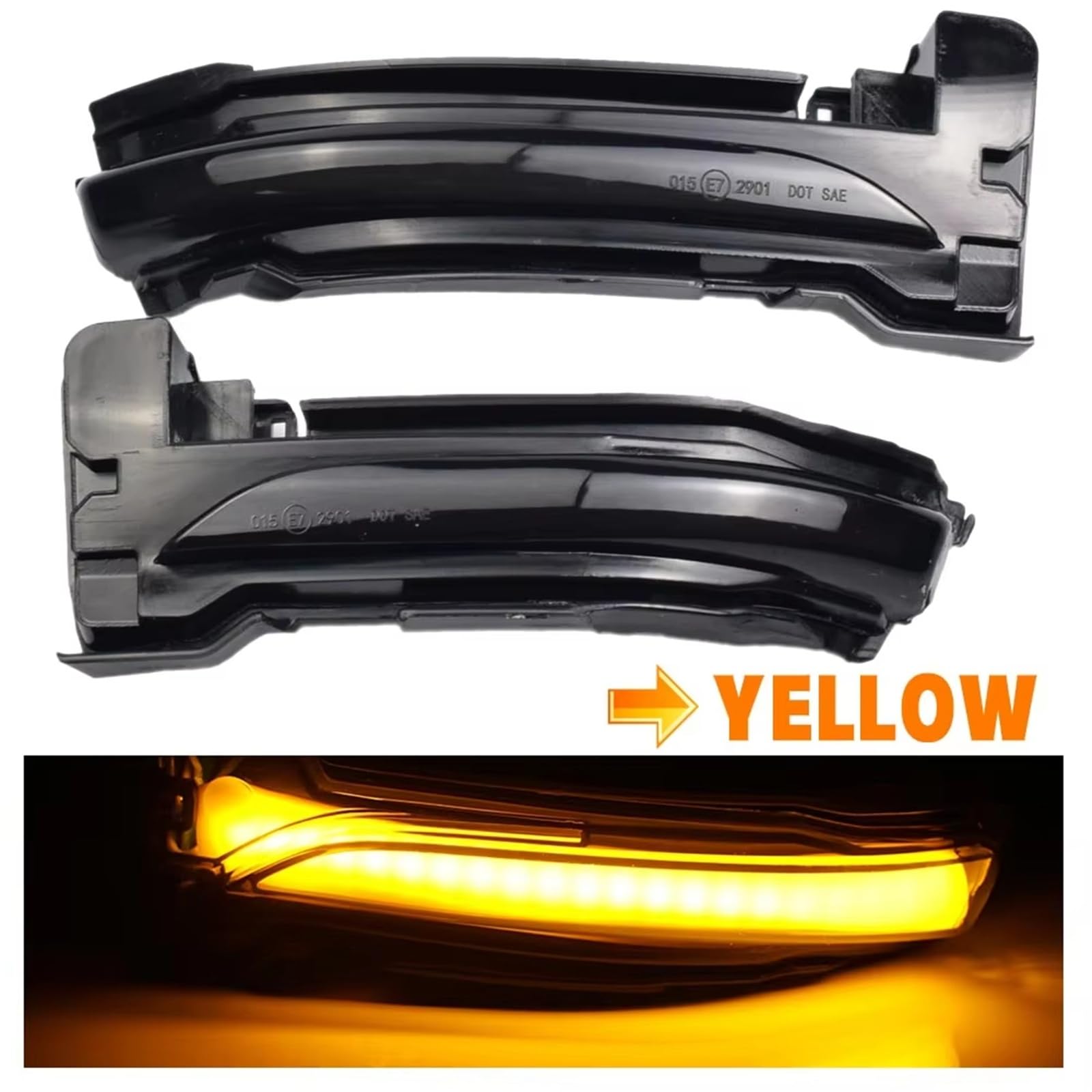 Freccia luci spiegelblinker Laterale Per Ford Per Focus 4 MK4 2018 2019 2020 Indicatore Direzione Dinamico Specchietto Retrovisore Posteriore LED(Yellow)
