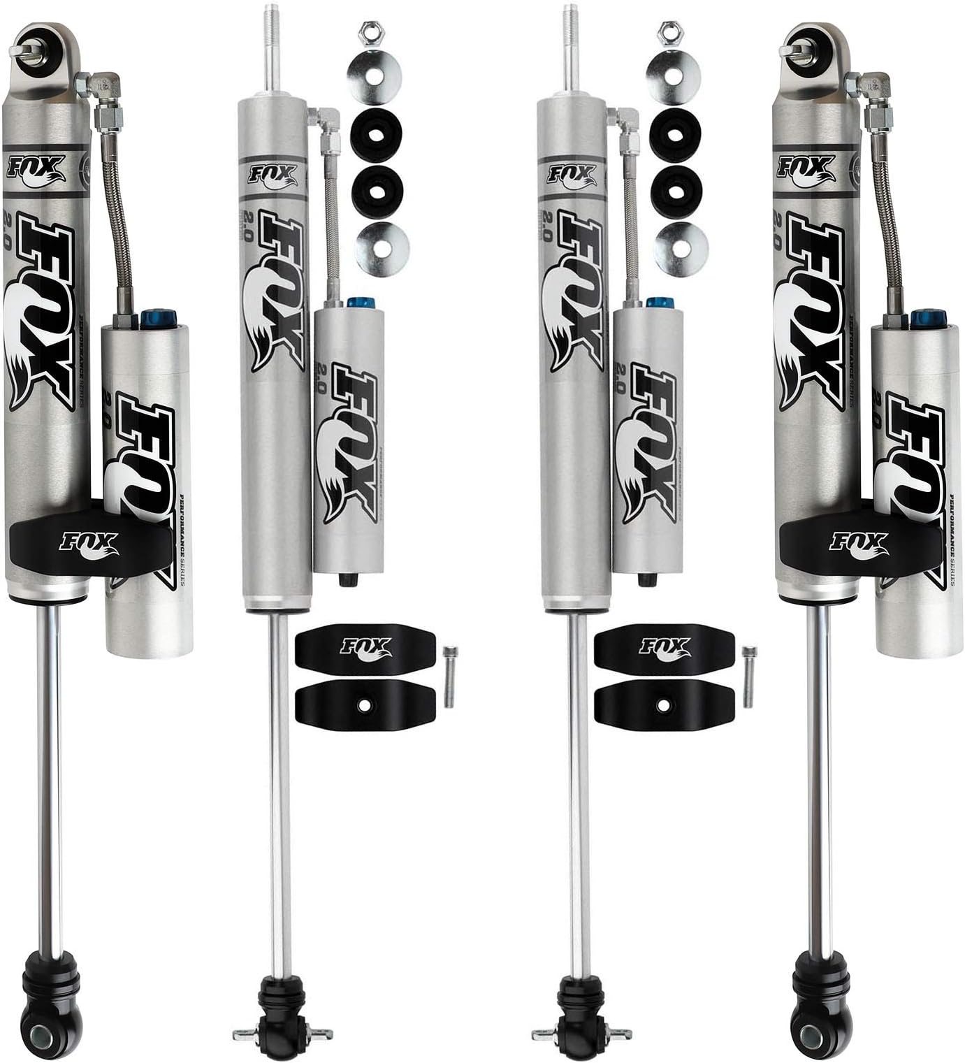 Fox 2.0 Perf w/CD Reservoir Shocks Set for 97-06 Wrangler 4WD w/6.5-8" TJ LJ
