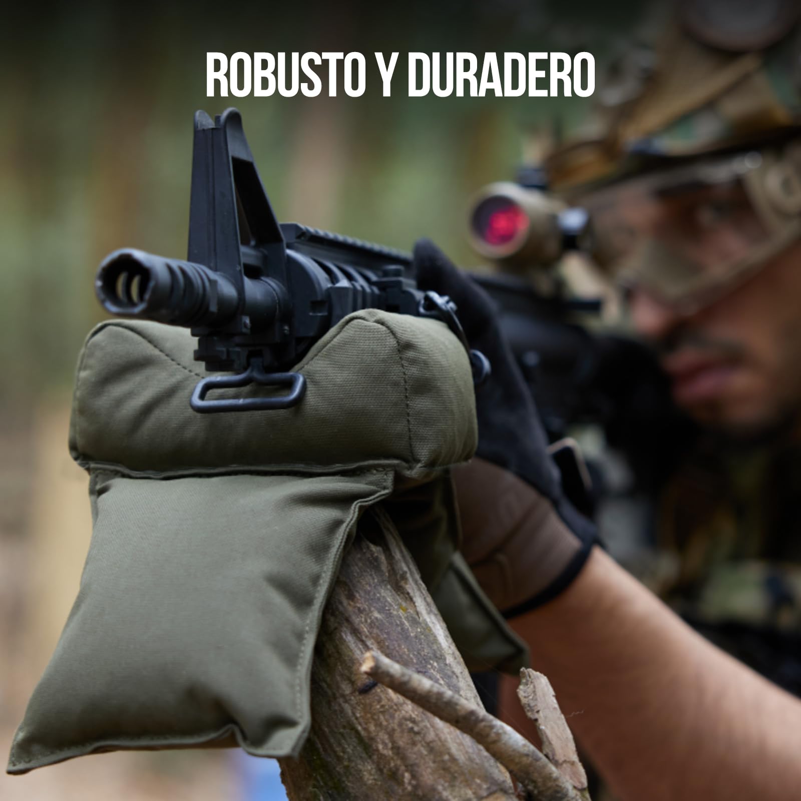 OneTigris - Soporte para armas, soporte de varilla frontal, bolsa de descanso de caza, soporte de rifle para exteriores, caza, tiro, deportes de tiro, práctica de tiro a objetivo-(verde guardabosques
