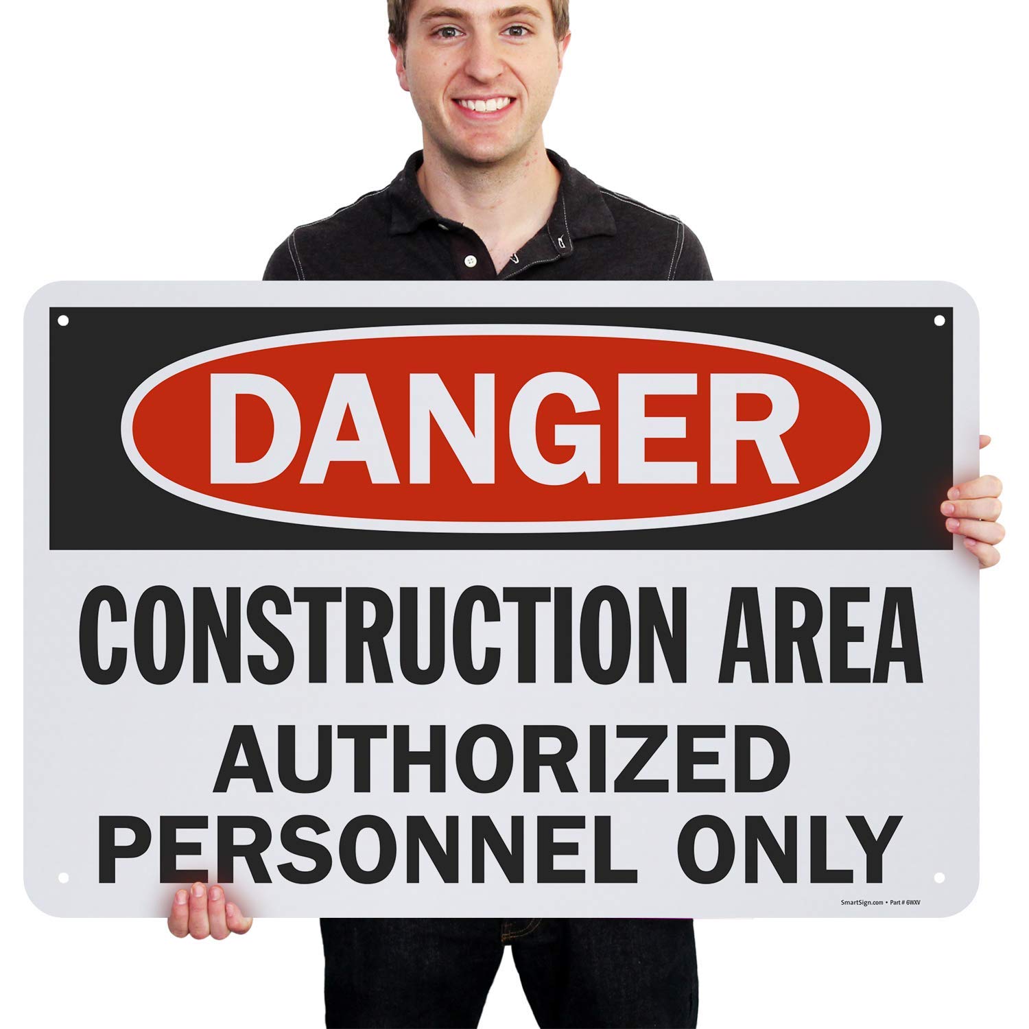 SmartSign - U9-1369-NP_10x14 "Danger - Construction Area, Authorized Personnel Only" Sign | 10" x 14" Plastic Black/Red on White — Amazon image 9