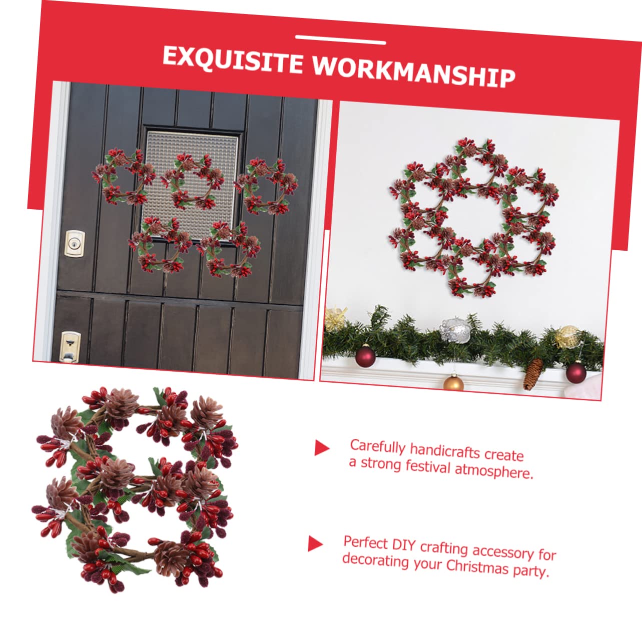 PRETYZOOM 10 STK Kranz Weihnachtskerzenkränze Ringe Weihnachtsgirlande Weihnachtskerzenständer Weihnachtsschmuck Stumpenkerze Weihnachtliche Mittelstücke Für Tische Kerzenringe Stoff