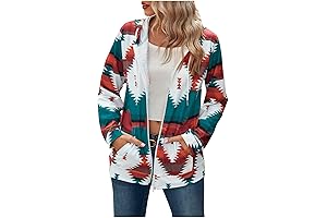 lemafer Women Casual Aztek Zip Collar Pullover Sweatshirt