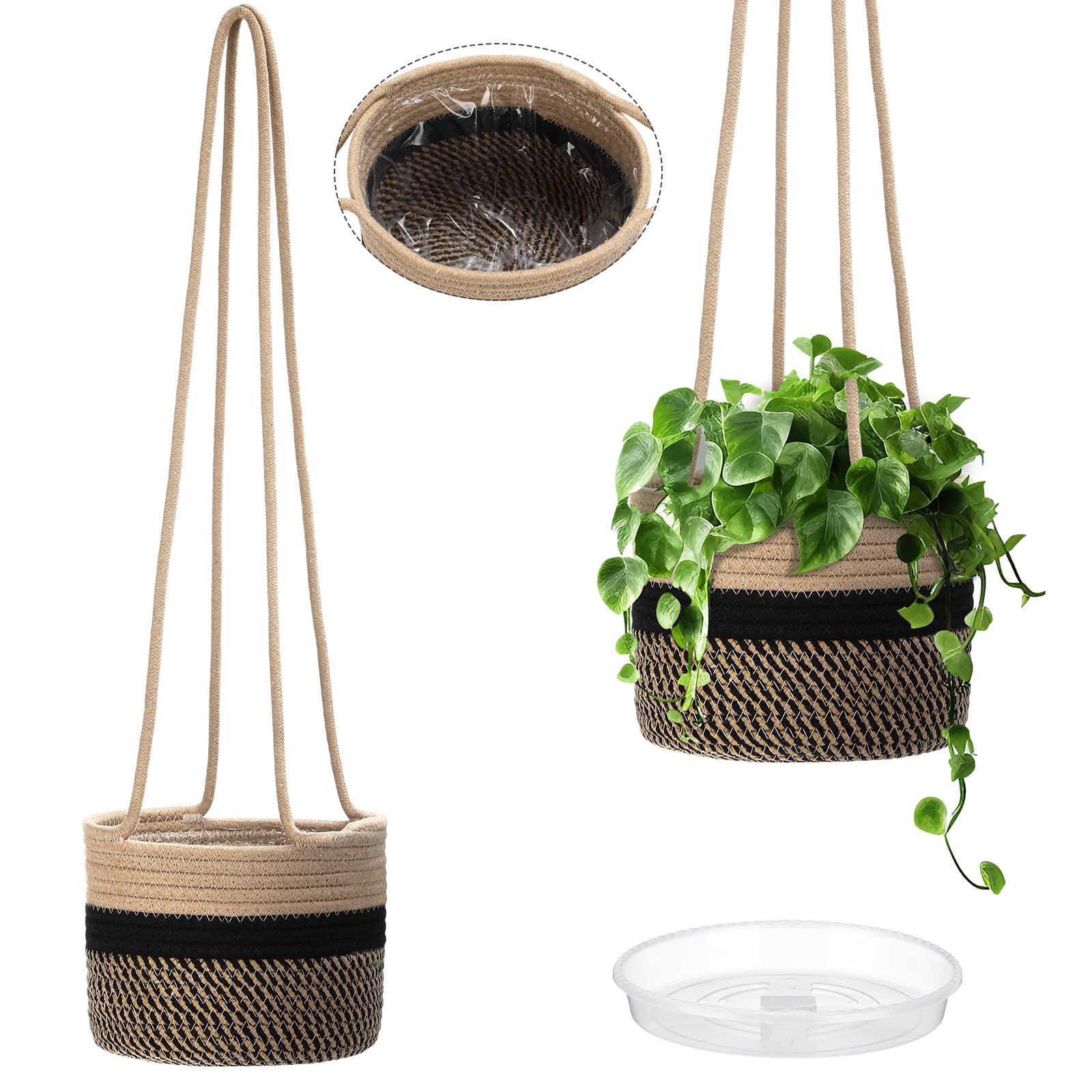 Sunnychicc 2 Packs Hanging Planter Basket 7.8" Cotton Rope Woven Plant Hangers Indoor Plant Boho Hanger Large Hanging Wall Plants for Outdoor Home