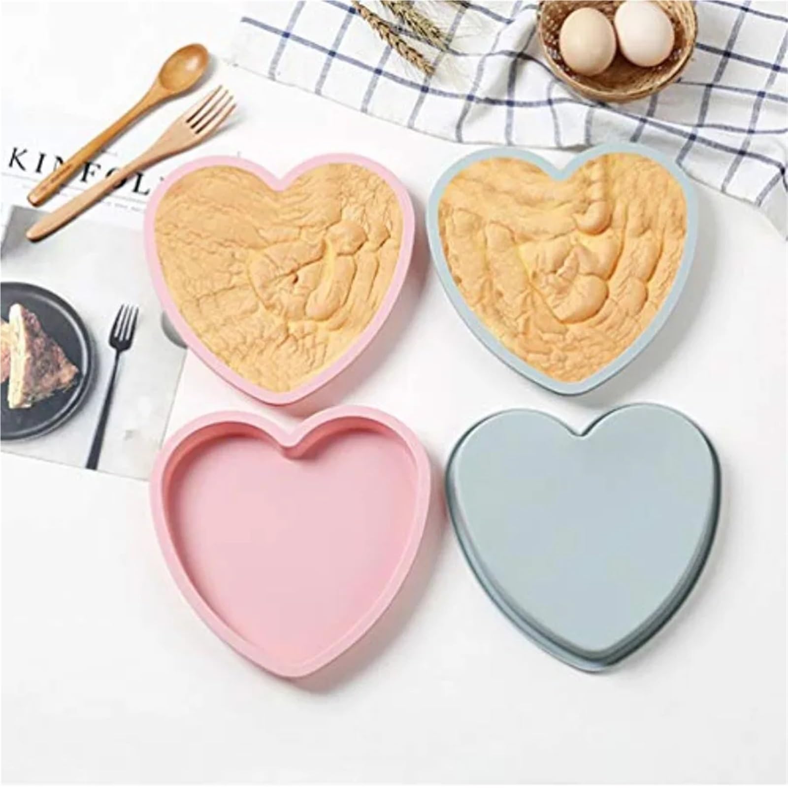 2 ensembles (4 pièces) de moules à gâteau en forme cœur pour Créer des Gâteaux