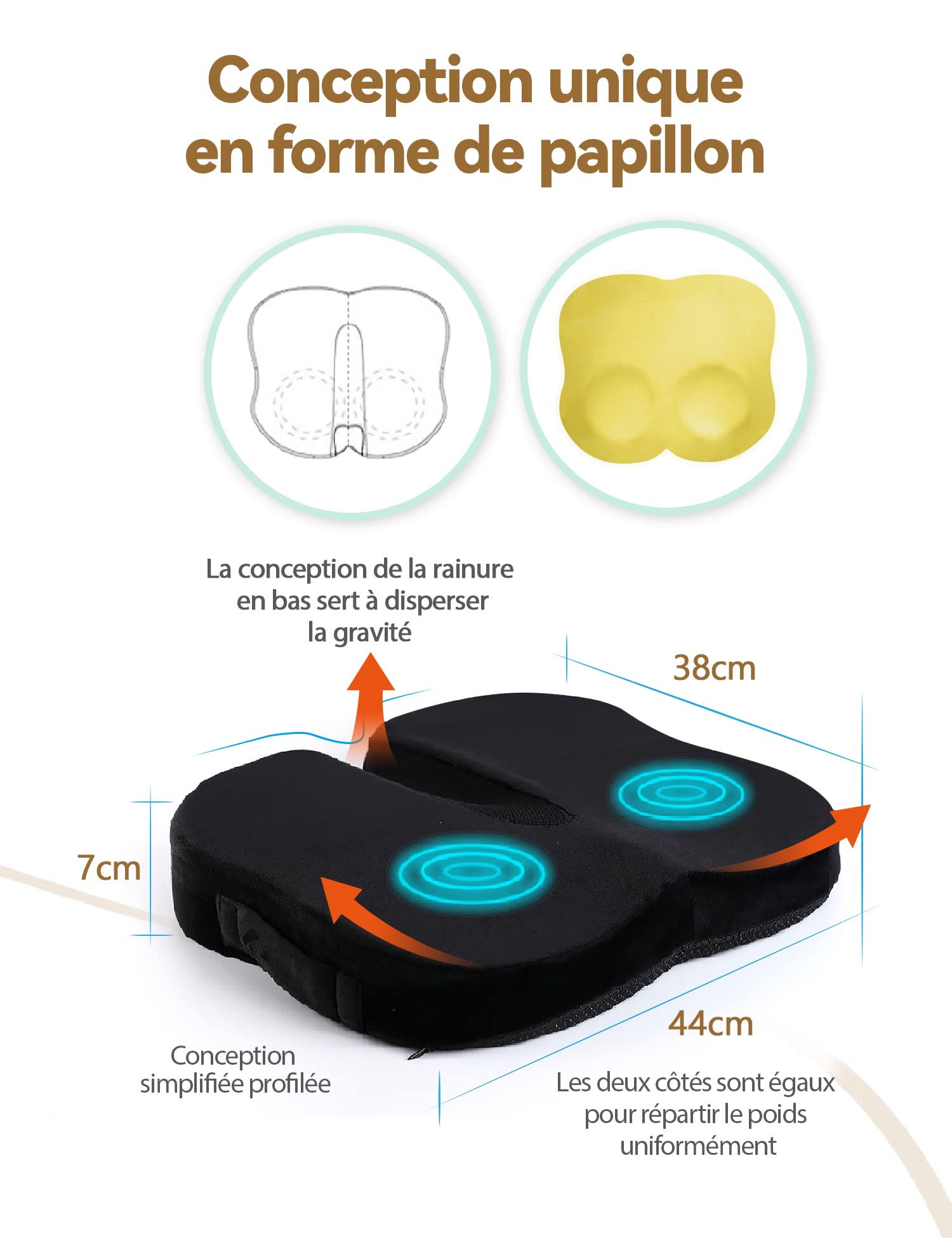 Coussin Déco Forme Nœud Papillon En Flanelle | Coussin Siège Dossier 41x31cm - 4