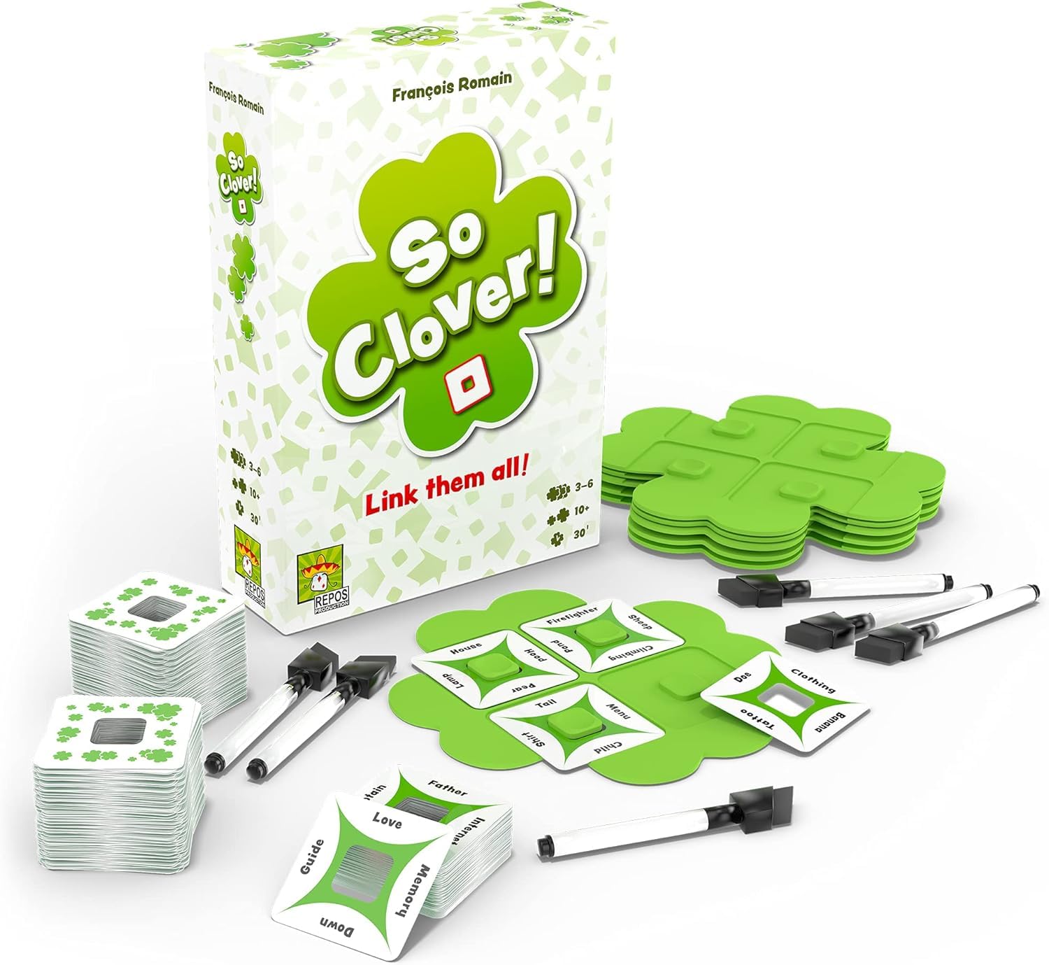 Repos , So Clover!, Board Game, 3-6 Players, Ages 10+, 30 Minute Playing Time