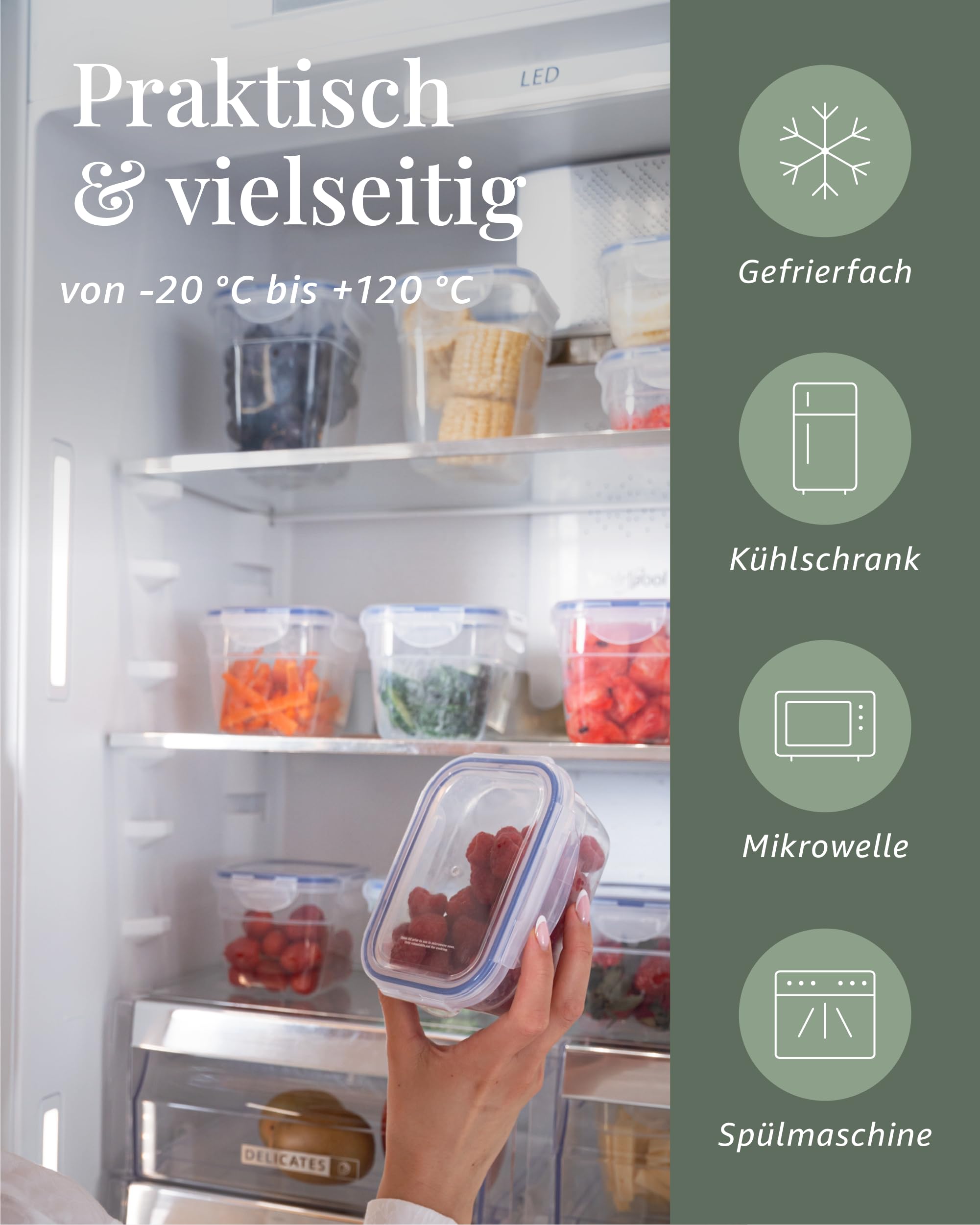 Nest24 Küchen Organizer Set – 24 LocknLock-Vorratsdosen luftdicht mit Deckel, stapelbare Aufbewahrungsboxen für Lebensmittel, Schubladen-Ordnungssystem Küche & Küchenschrank