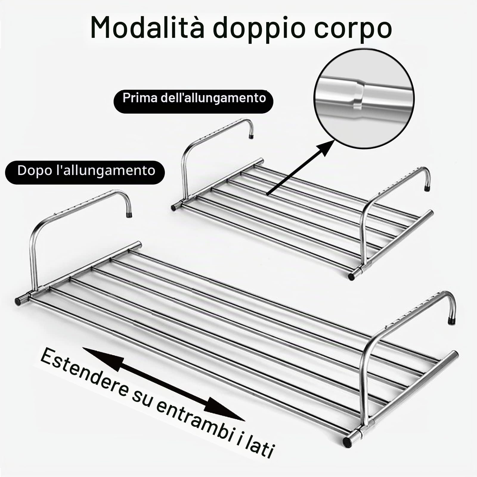 Stendibiancheria da Telescopico Stendino Pieghevole Salvaspazio Multifunzionale Stendibiancheria Salvaspazio, Stendibiancheria in Acciaio Inox per Interno Esterno Portafiori