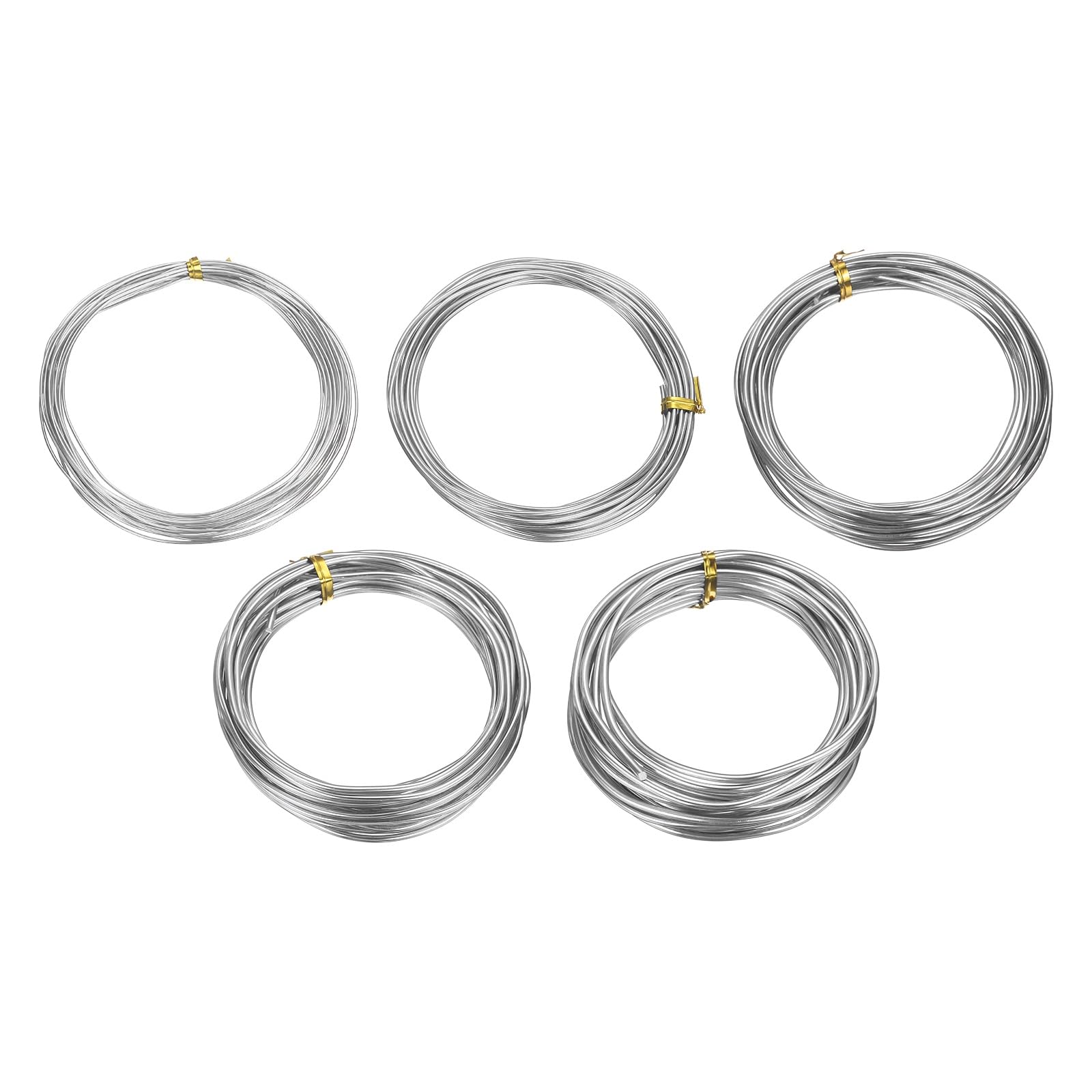 sourcing map 5 Roll Bonsai Wire 1/1.5/2/2.5/3mm Each Roll 16.4ft (5m) Anodized Aluminum Bonsai Wire for Gardening Tree Branch Fixing DIY Crafting, Silver