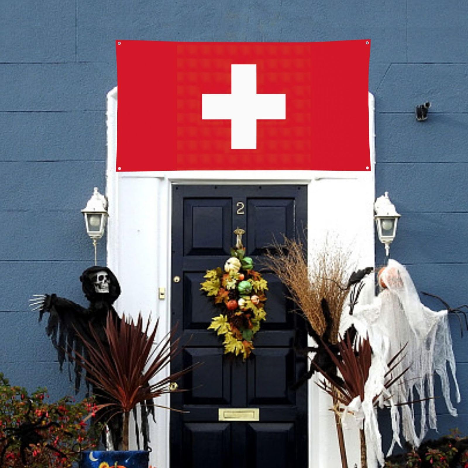 Bandera suiza para decoración de fiesta, divertida pancarta de cumpleaños, adecuada para fiestas y eventos temáticos