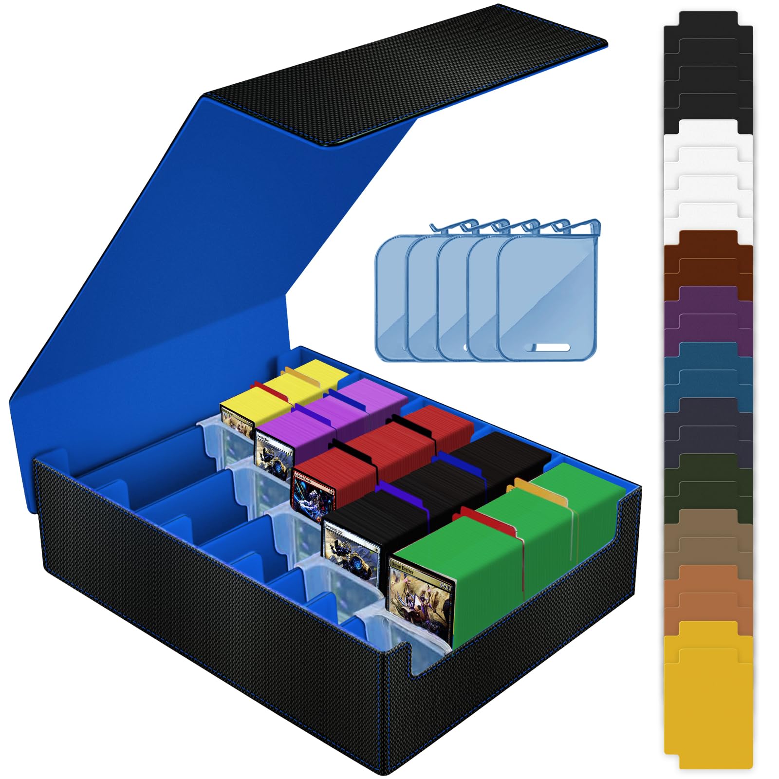 5 Row Trading Card Storage Box, Large Deck Box Holds 3800+ Card for Yugioh/MTG(Magic the Gathering)/TCG Commander Cards