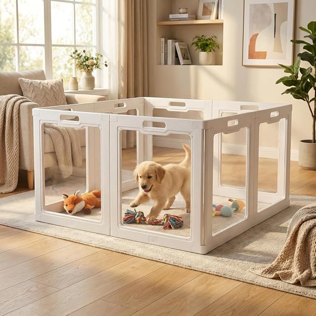 Foto 7 de 8 de Corral acrílico para perros, corral transparente para mascotas para uso en interiores y exteriores
