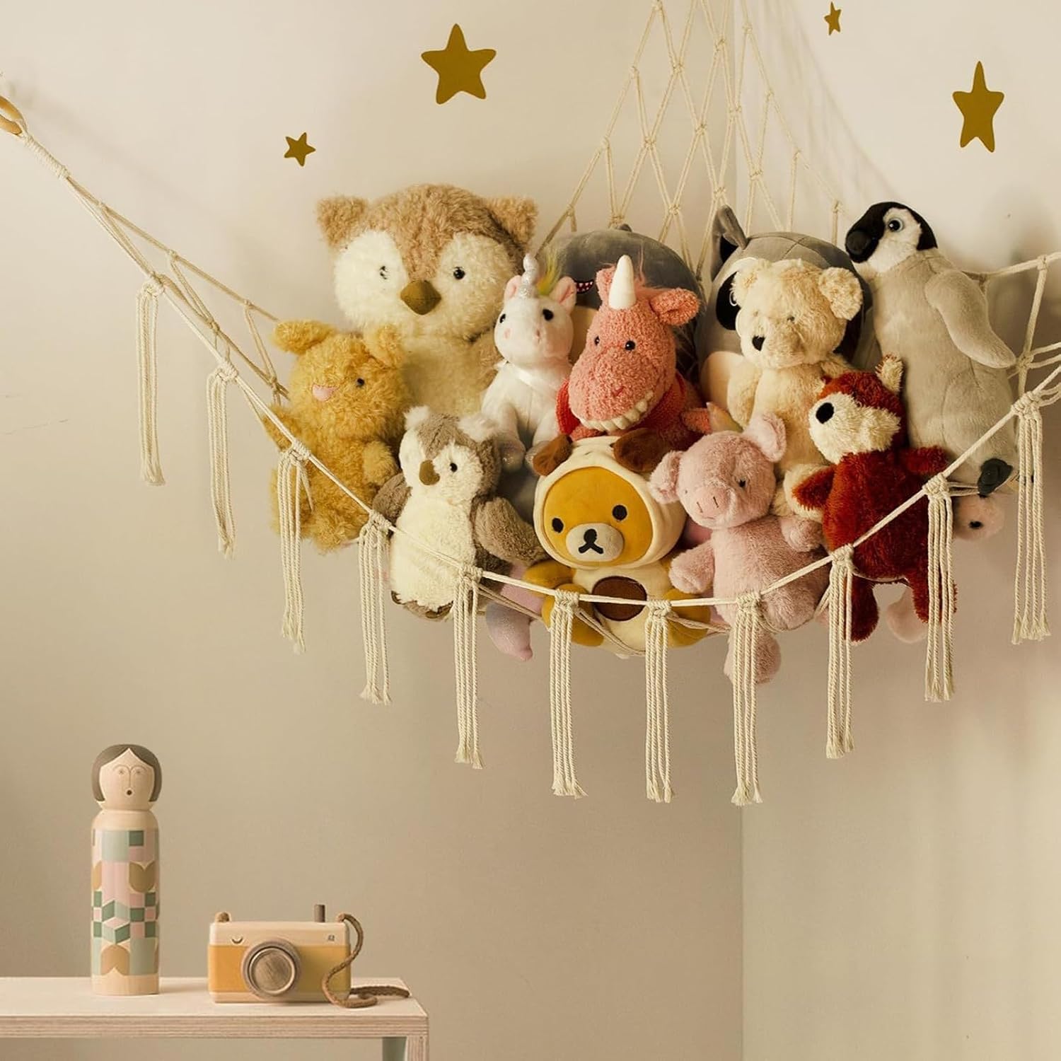 Stuffed Animal Storage Hammock Corner Net, Pink Room Decor For Teen Girls, Cute Plush Toy Organizer For Bedroom Nursery Dorm