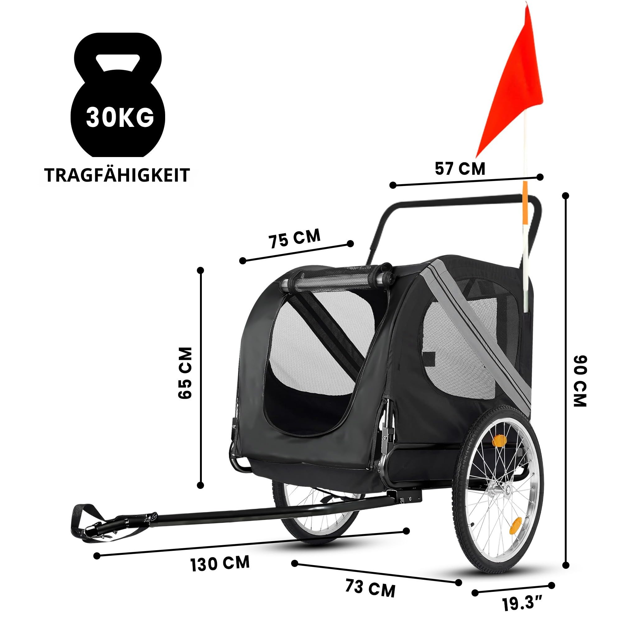 Hundeanhänger Boxer 2-in-1,Hundefahrradanhänger & Hundebuggy, groß & faltbar, federndes Fahrwer, bis 35 kg, inklusive Tasche & Sicherheitsfahne, SmartSpace Design