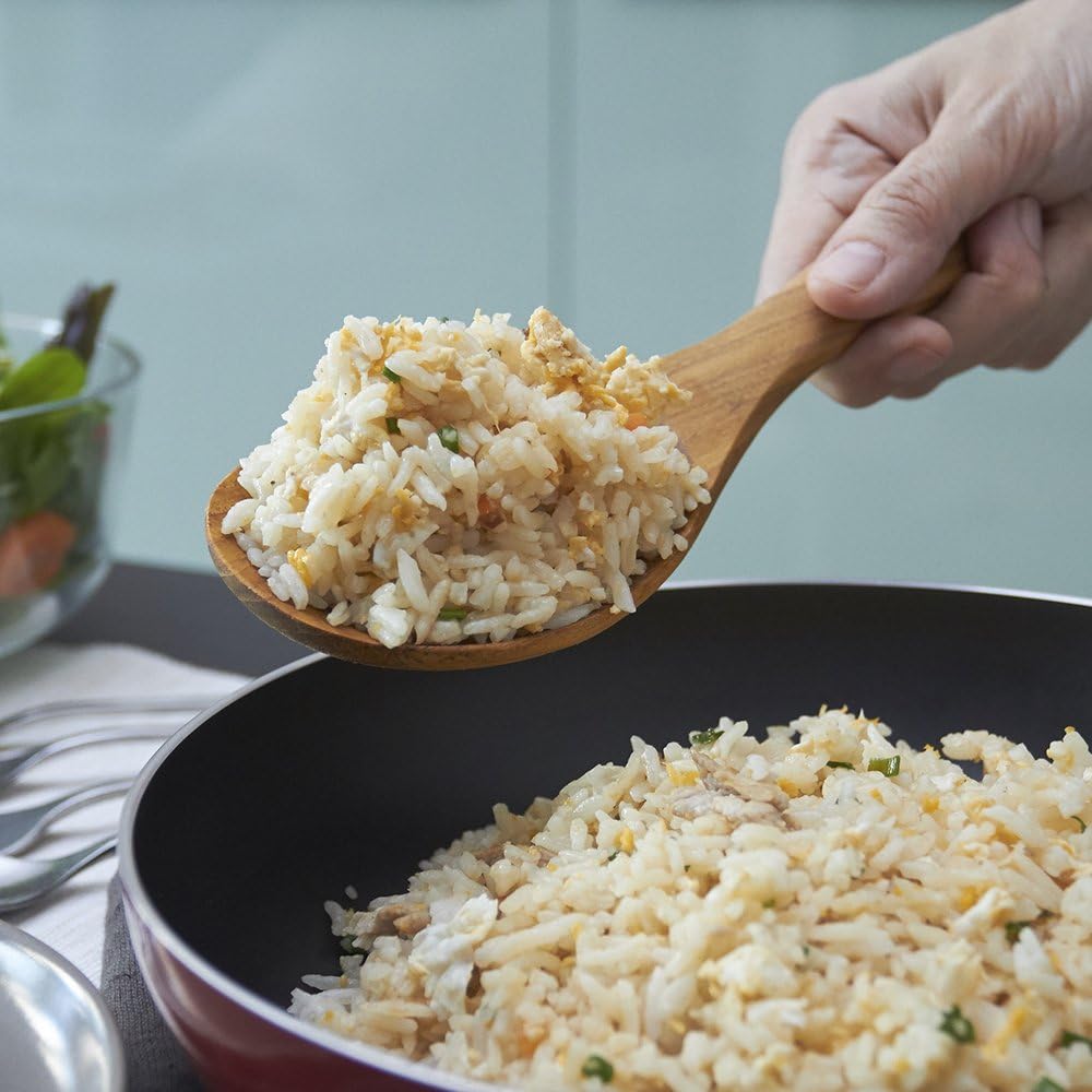 FAAY 9” Rice Paddle, Serving Spoon, Versatile Cooking Spoon – Handcraft from High Moist Resistance Golden Teak Wood | Durable, Healthy, Ergonomic Handle for Non Stick Cookware