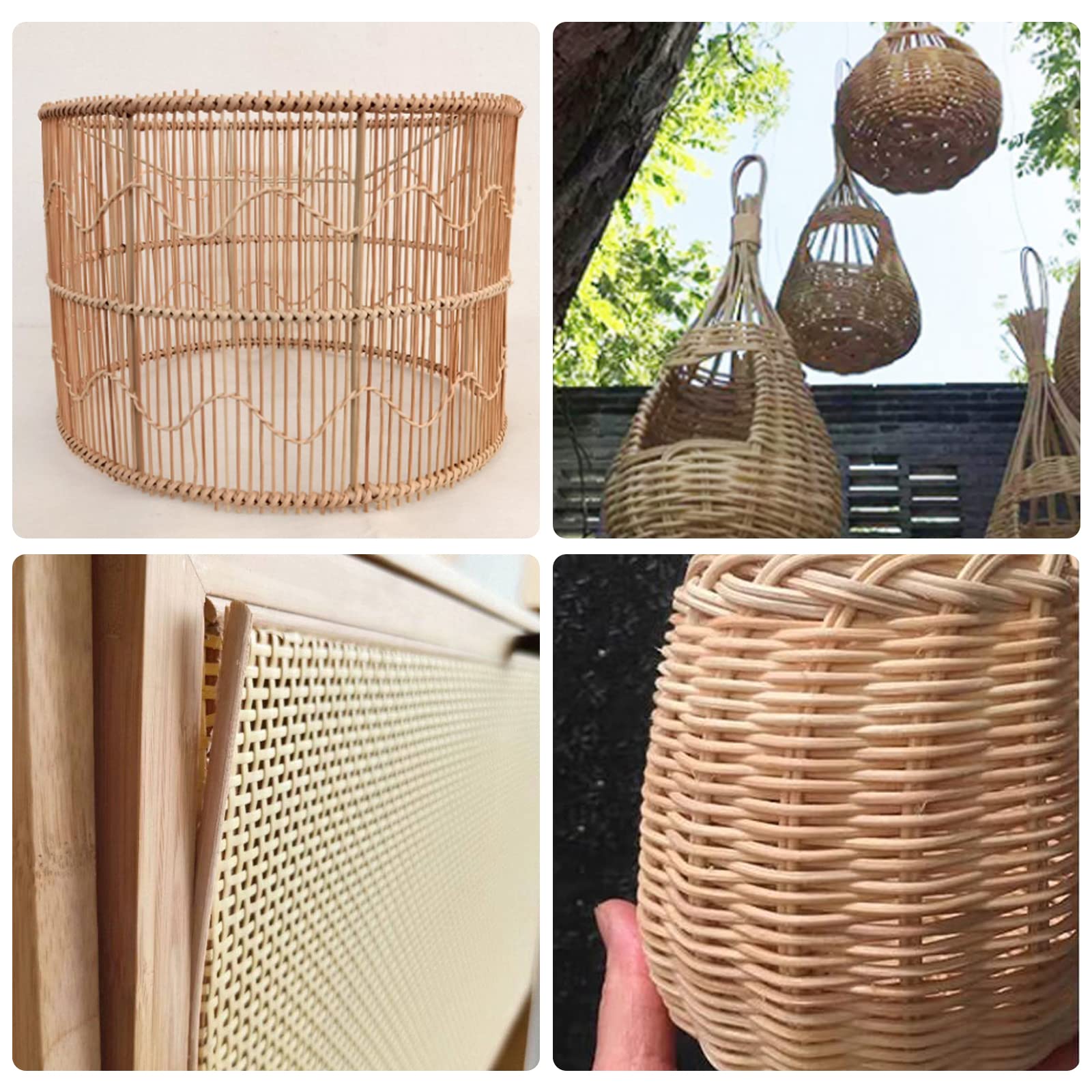 Peddigrohr Natur,Flechtrohr, Flechtmaterial,Peddigrohr Staken, 3mm ø -ø8mm zum Körbe flechten, basteln,Rolle Ca 500 g Natur Rattan Pe-ddigrohr (Ø-5mm, AB)