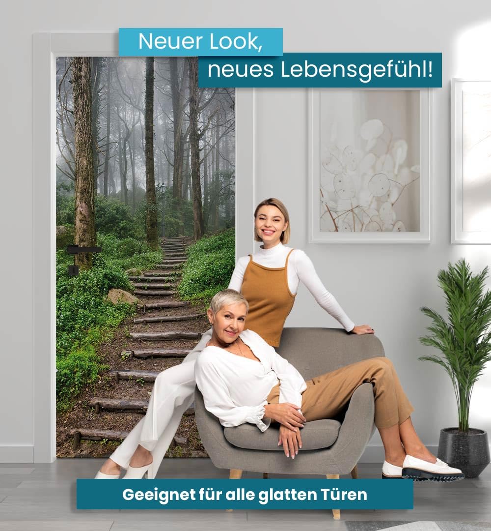 MyMaxxi Türtapete selbstklebend - Einteilige Türfolie 90x200 cm - Motiv: Waldweg Türklebefolie zum verschönern & bekleben der Tür - Türaufkleber aus Klebefolie