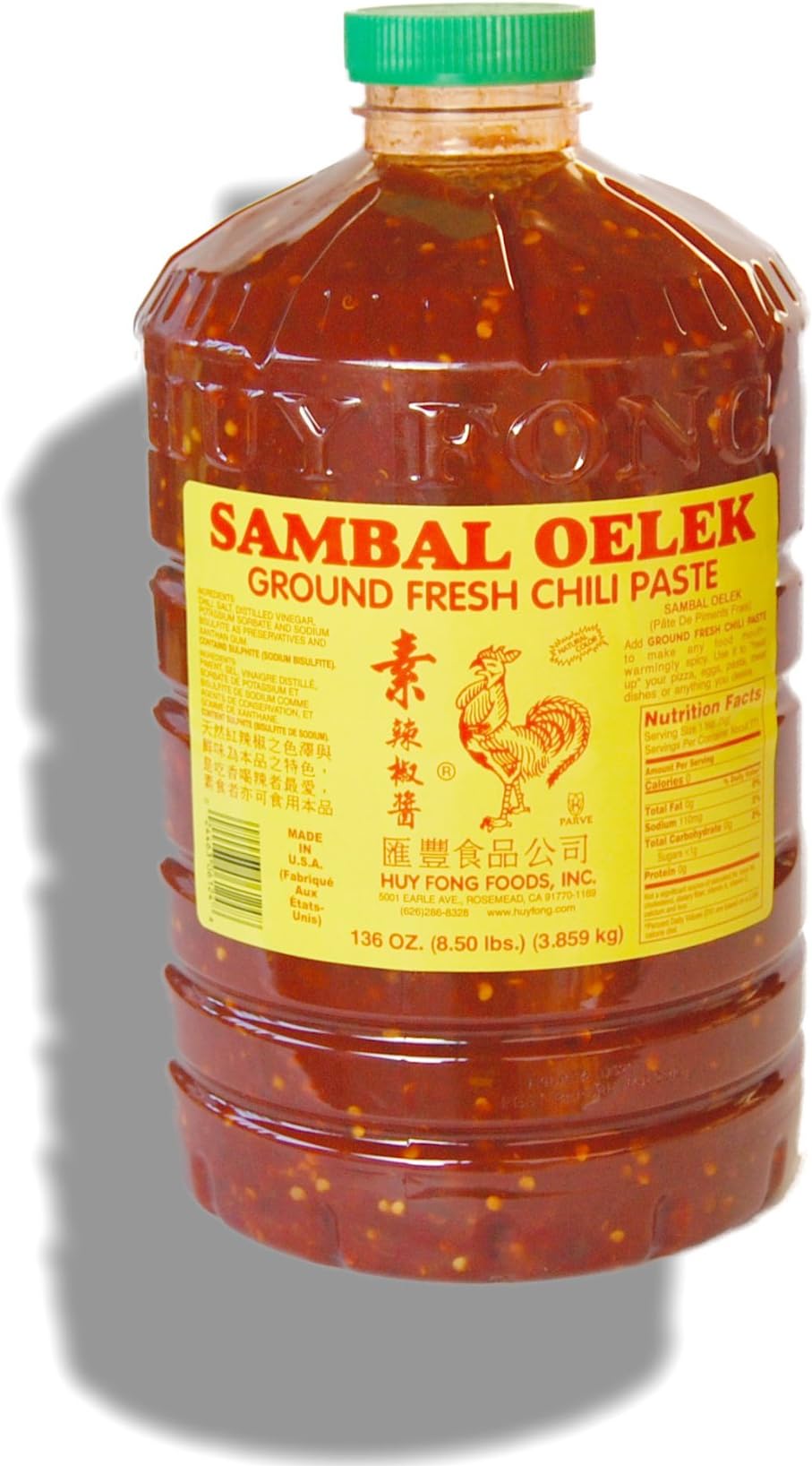 Sambal Oelek Ground Fresh Chili Paste Food Service Size 135 oz/ 8.5 lbs/3.859 kg