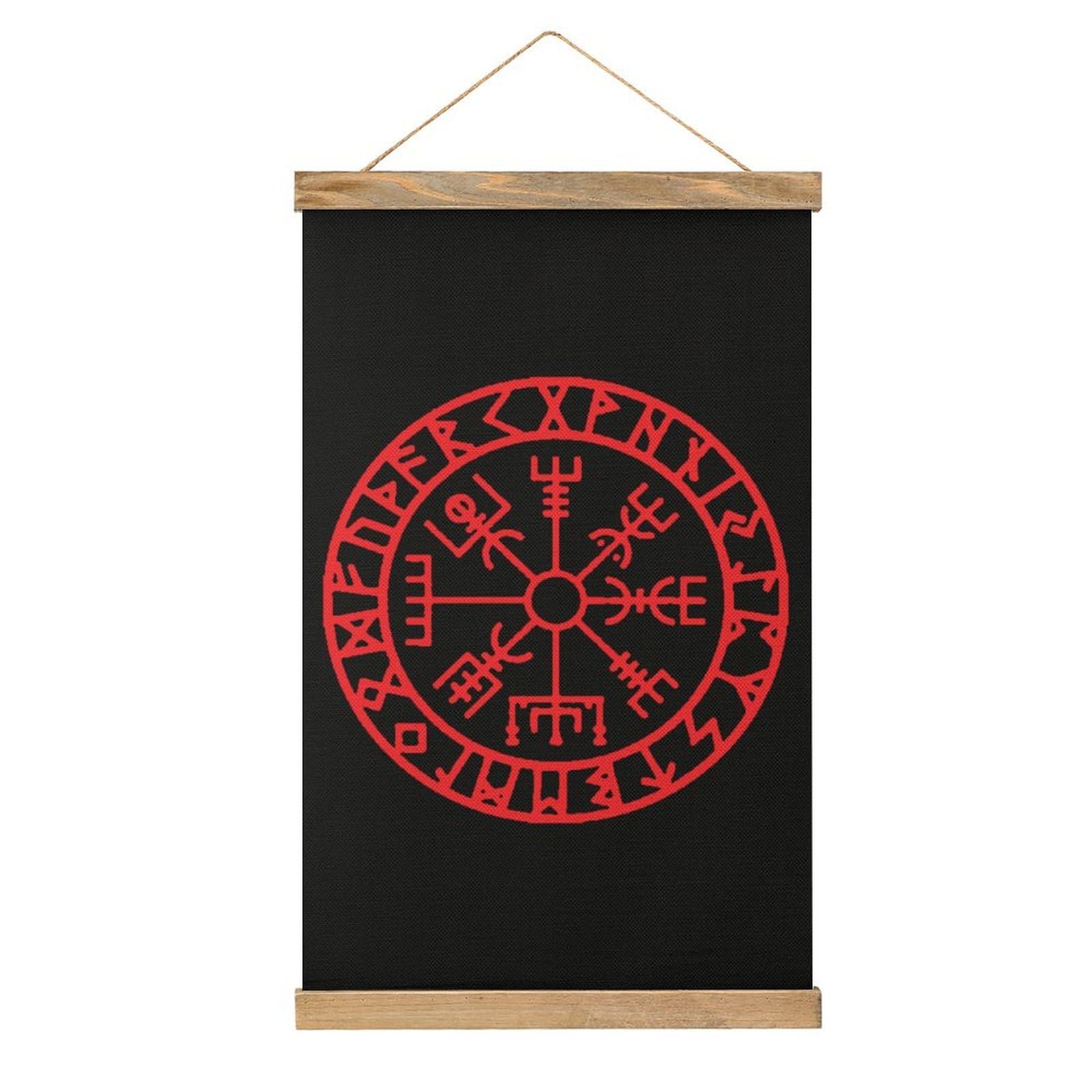 CGSBNGHA Viking Nordic Compass Wall Art Prints Linen Hanging Painting Scroll Paintings Pictures Decor for Home