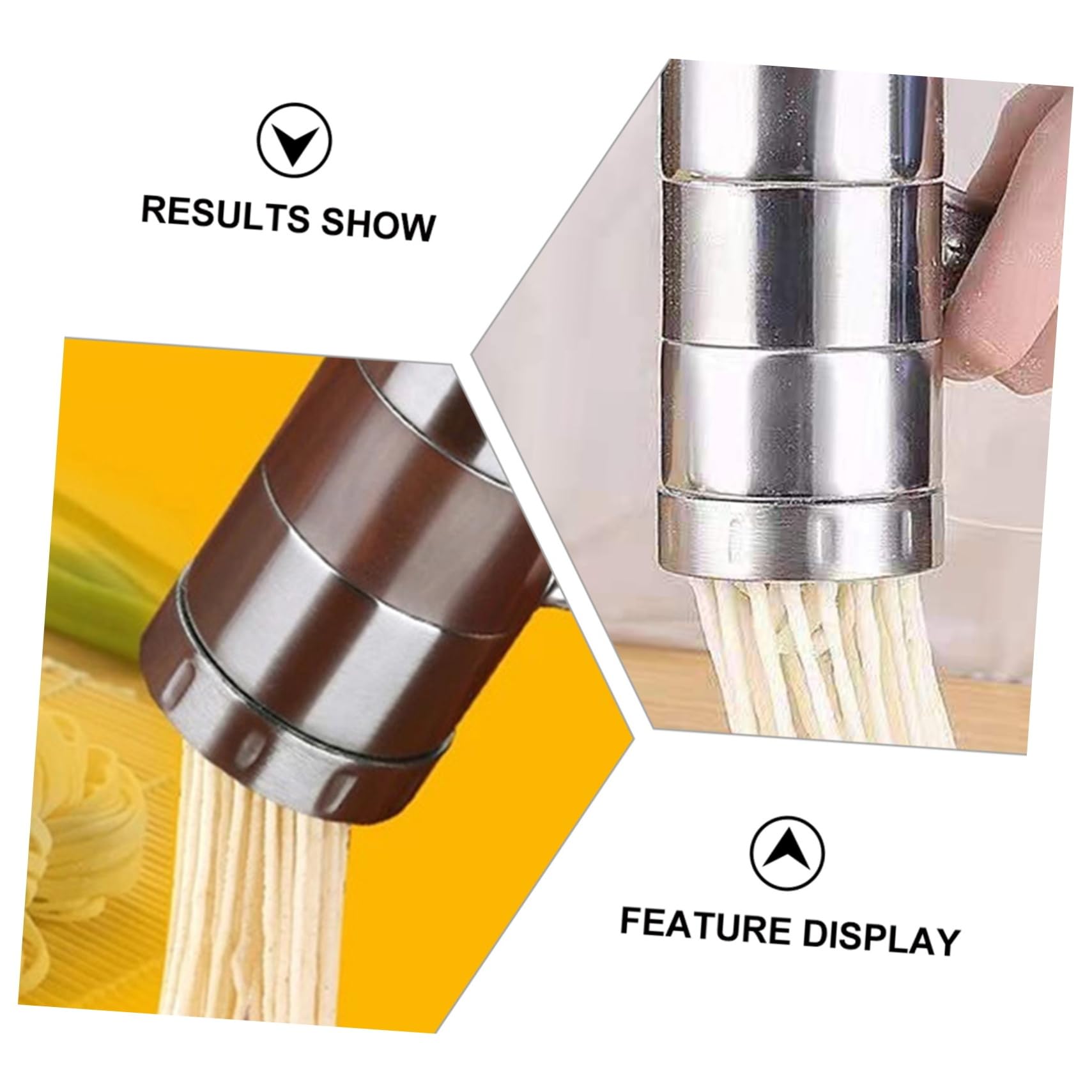MUCKLILY Manual Noodle Maker Stainless Steel Kitchen Press Pasta Machine with Interchangeable Molds for Homemade Noodles Easy to Use and for Family Cooking