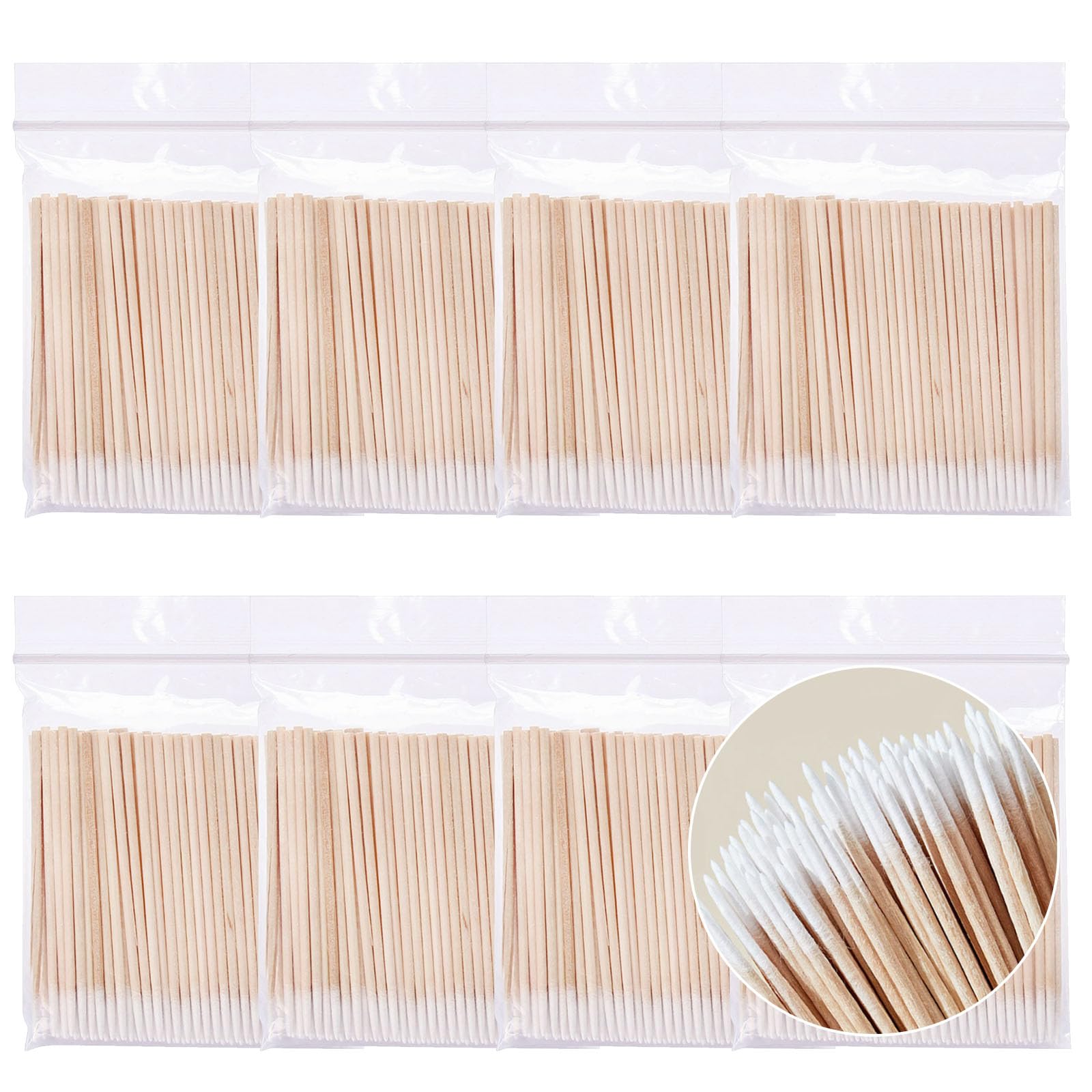 ZOCONE 800 PCS Micro Bastoncillos Algodon Cotonetes Finos 7cm Madera Hisopos de Algodón Desmaquillantes Bastoncillos Maquillaje Desechables de Punta Fina Hisopos Limpieza para Oidos Pestañas Cejas